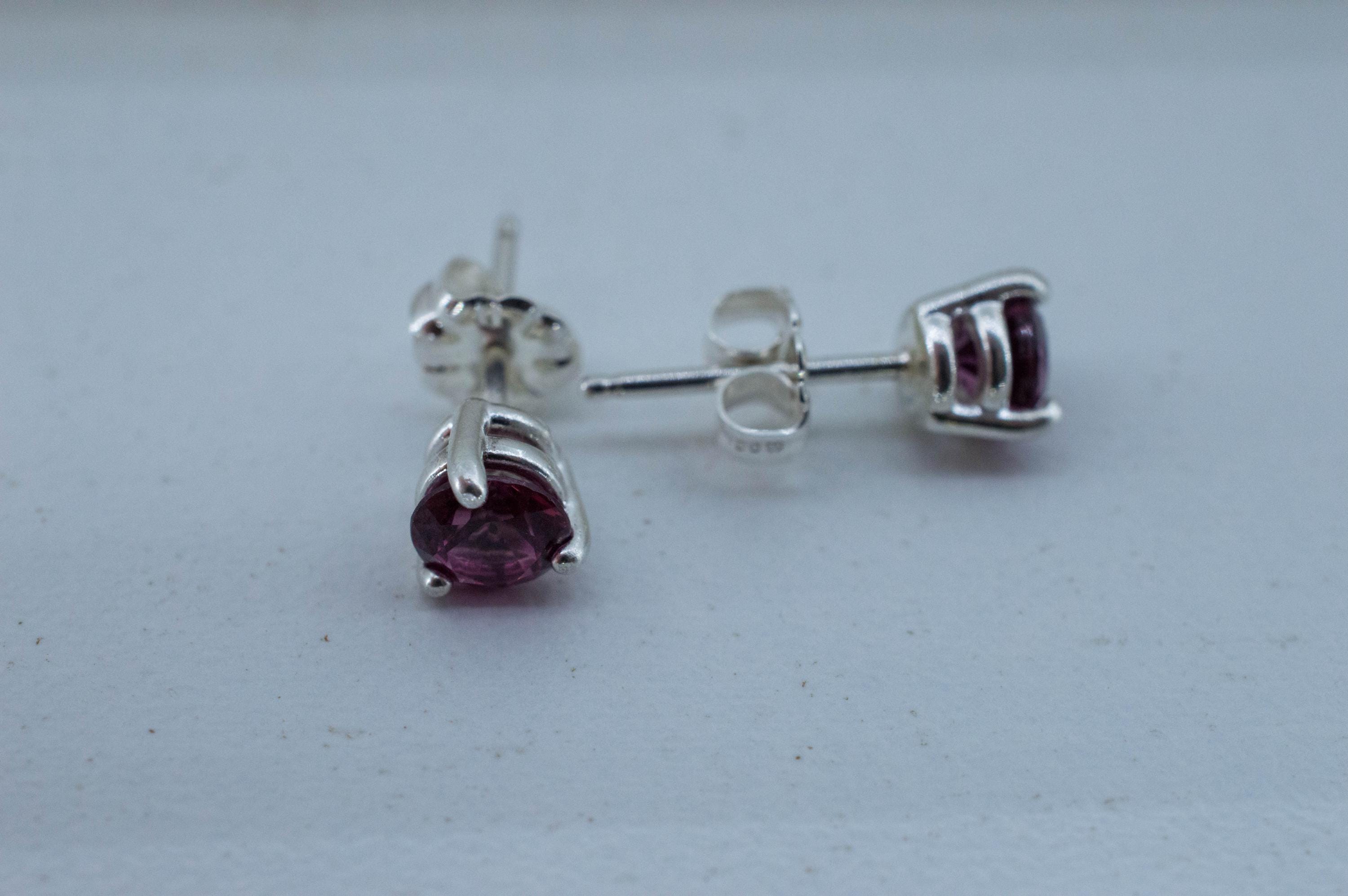 Cranberry Garnet Earrings, Natural Untreated Tanzanian Rhodolite Garnet; 1.100cts - Mark Oliver Gems