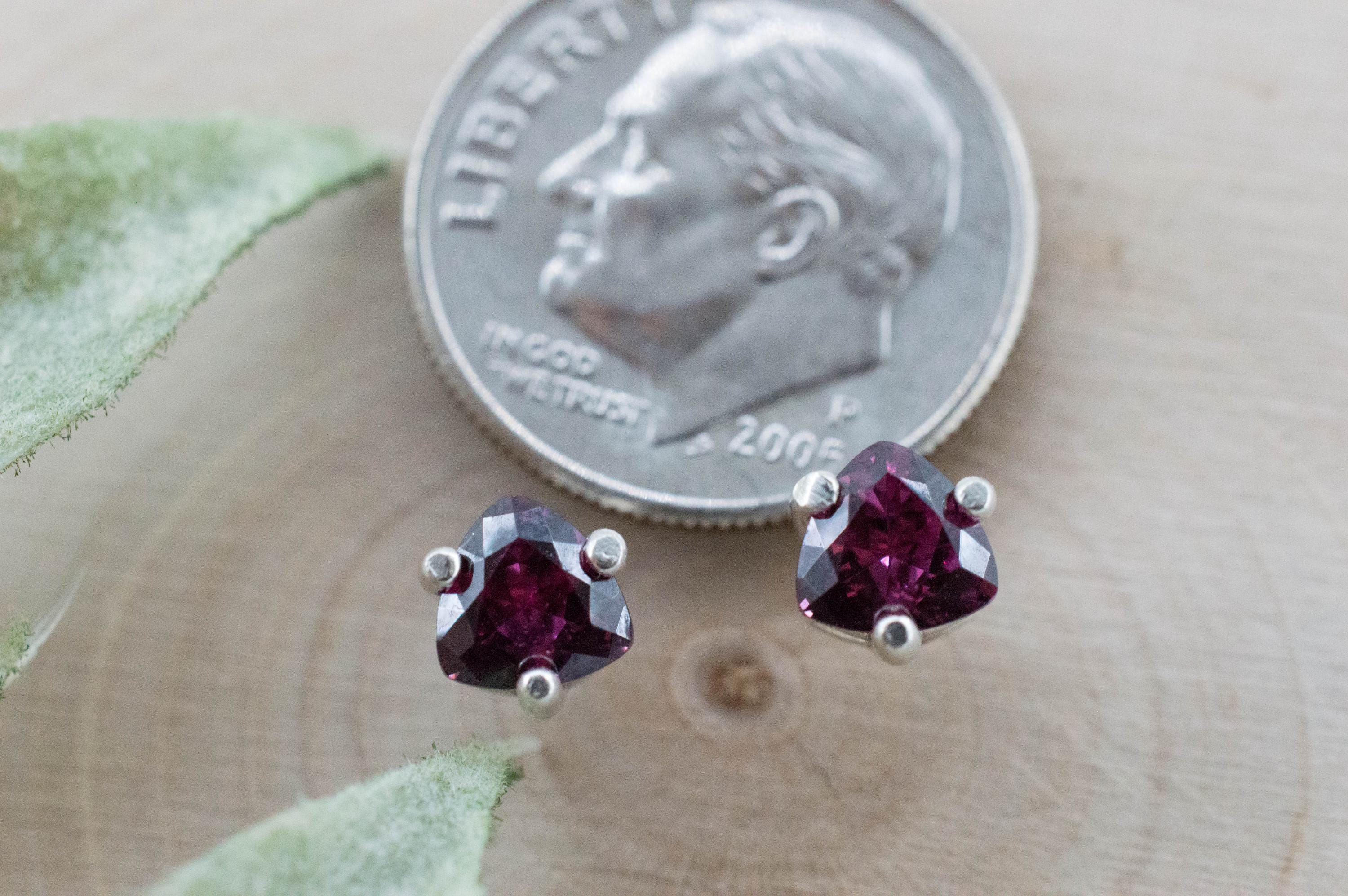 Cranberry Garnet Earrings, Natural Untreated Tanzanian Rhodolite Garnet; 1.110cts - Mark Oliver Gems