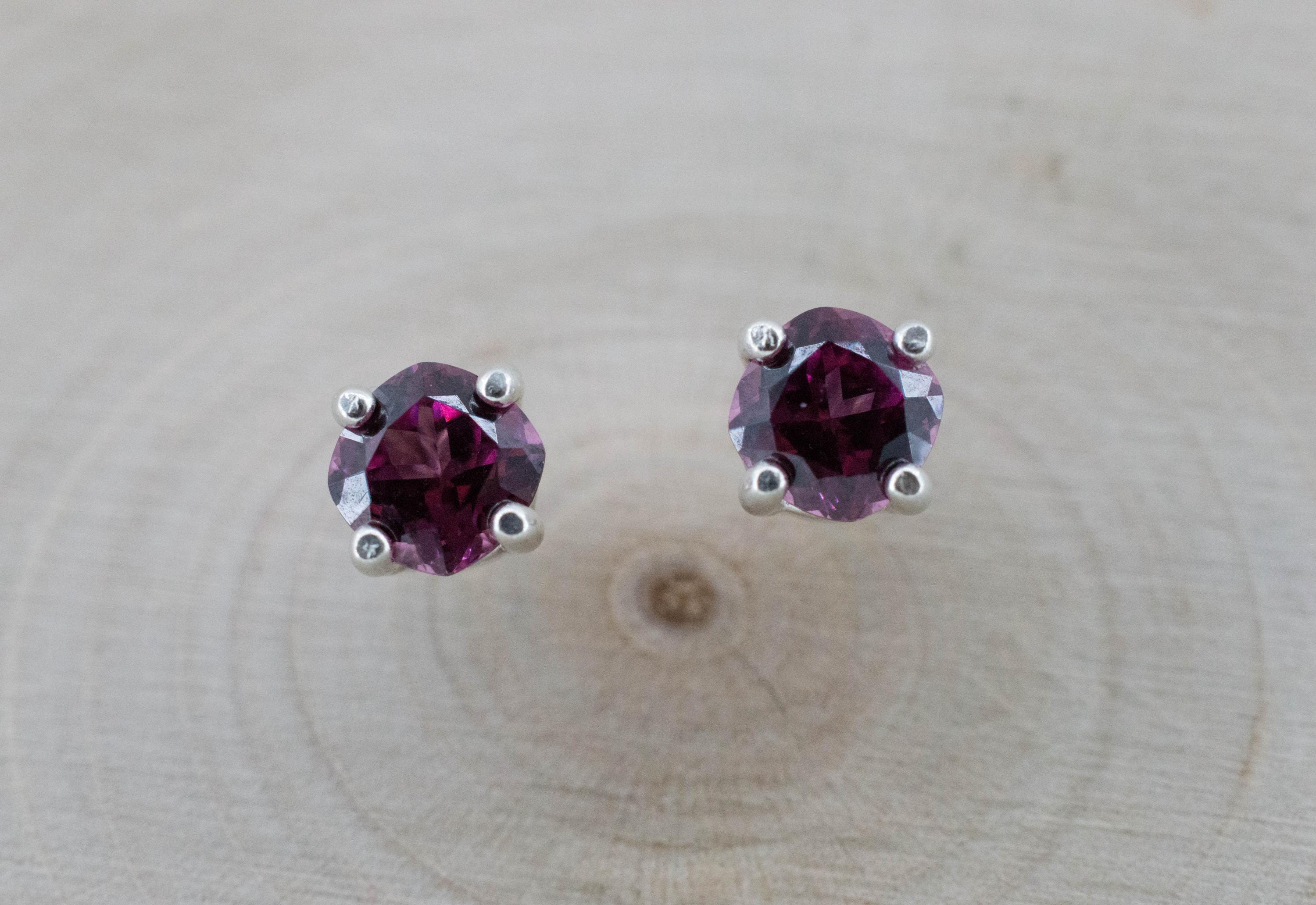 Cranberry Garnet Earrings, Natural Untreated Tanzanian Rhodolite Garnet; 1.350cts - Mark Oliver Gems