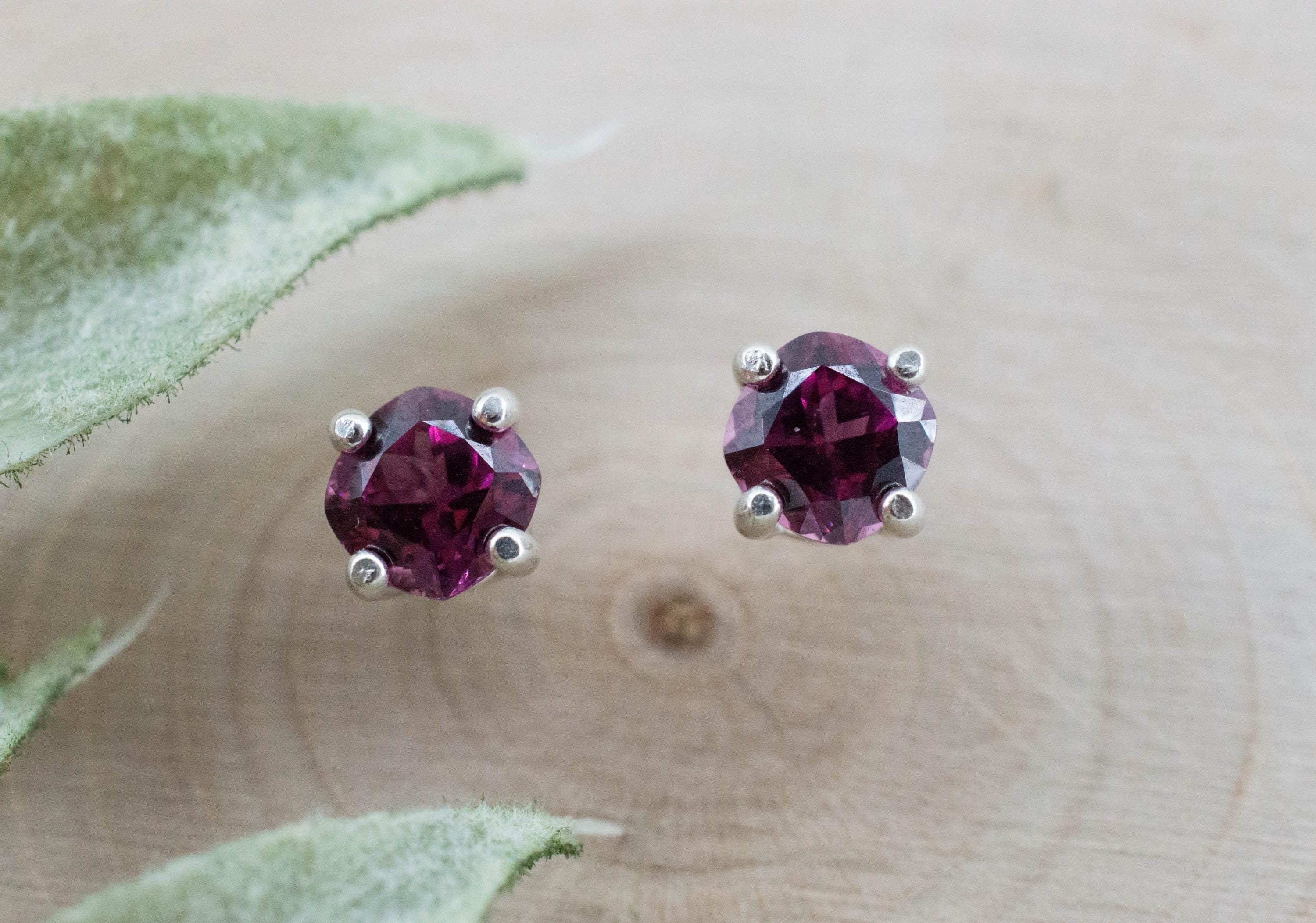 Cranberry Garnet Earrings, Natural Untreated Tanzanian Rhodolite Garnet; 1.350cts - Mark Oliver Gems