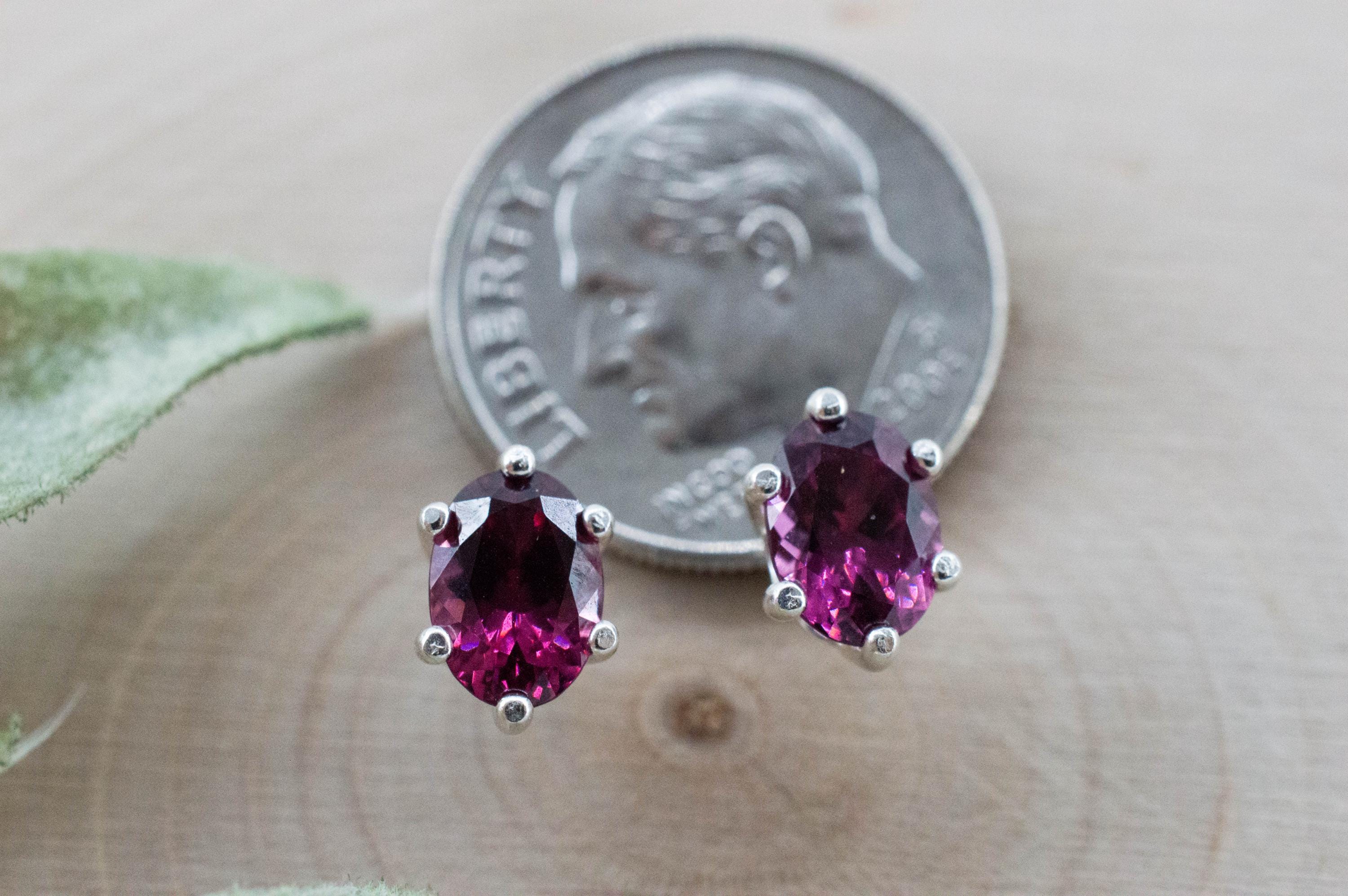 Cranberry Garnet Earrings, Natural Untreated Tanzanian Rhodolite Garnet; 1.725cts - Mark Oliver Gems