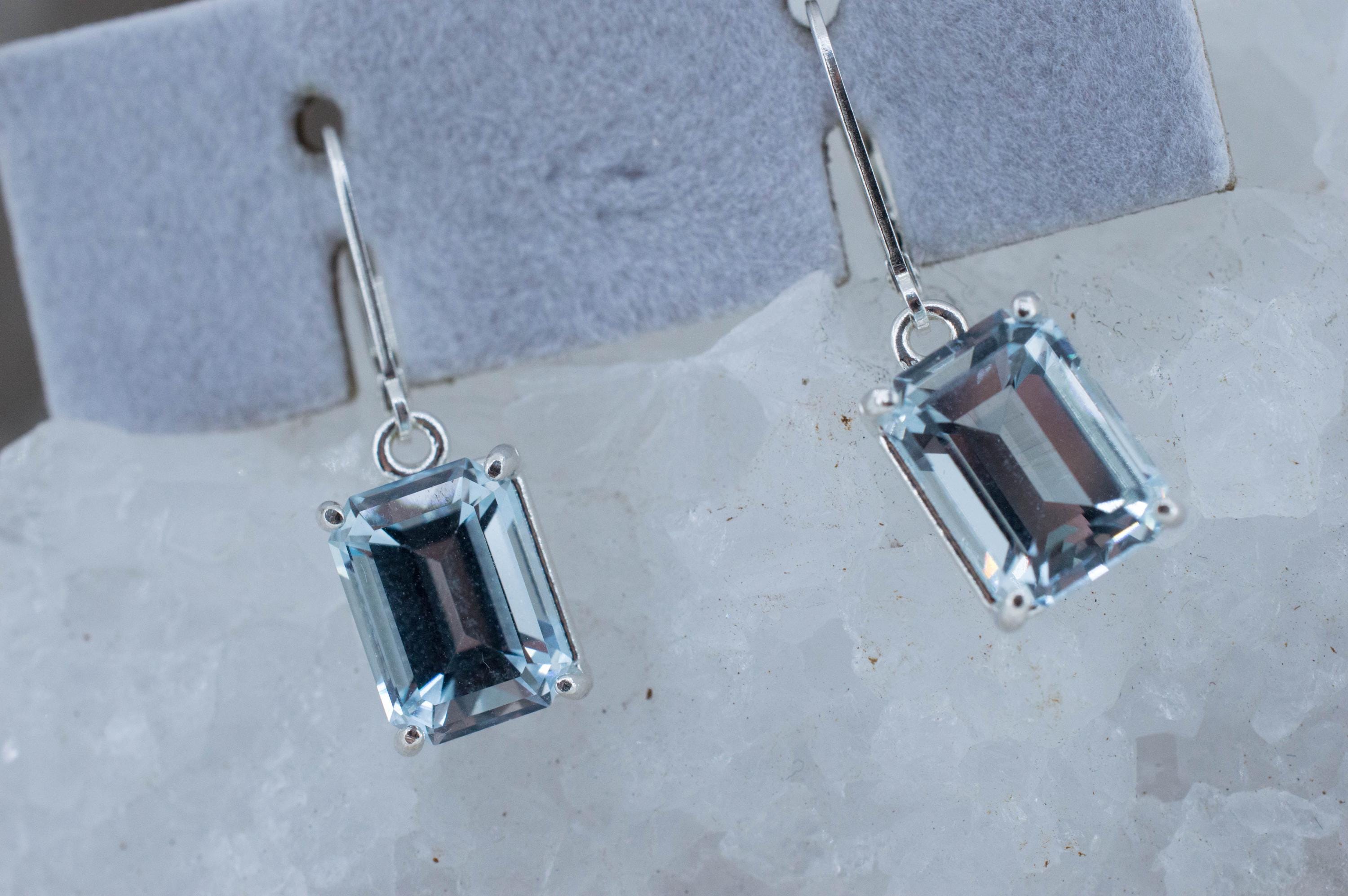 Blue Topaz Earrings; Natural Untreated Ukraine Topaz; 10.230cts - Mark Oliver Gems