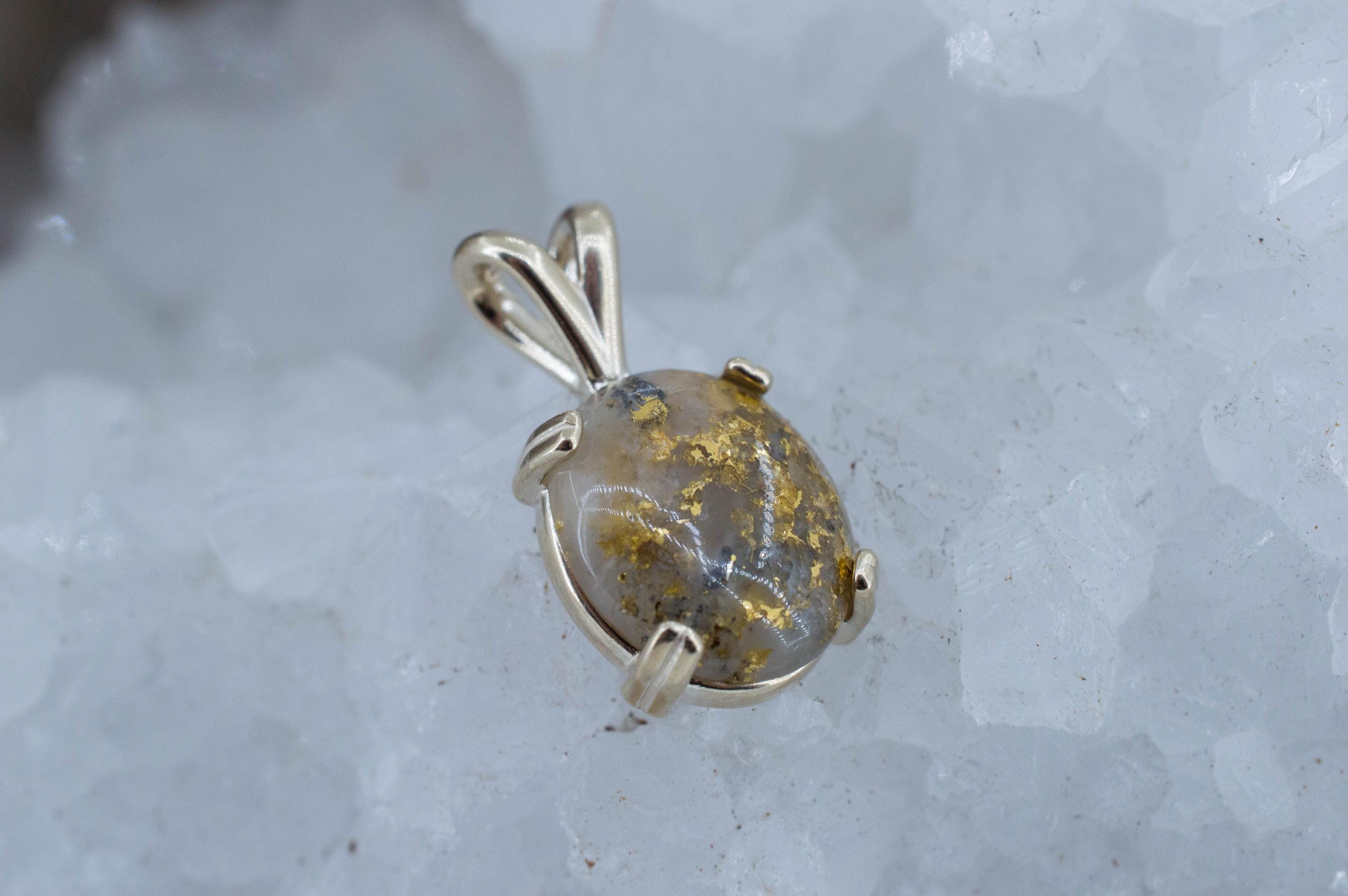 Gold Included Quartz Pendant; Natural Untreated Australia Gold Quartz; 4.335cts - Mark Oliver Gems
