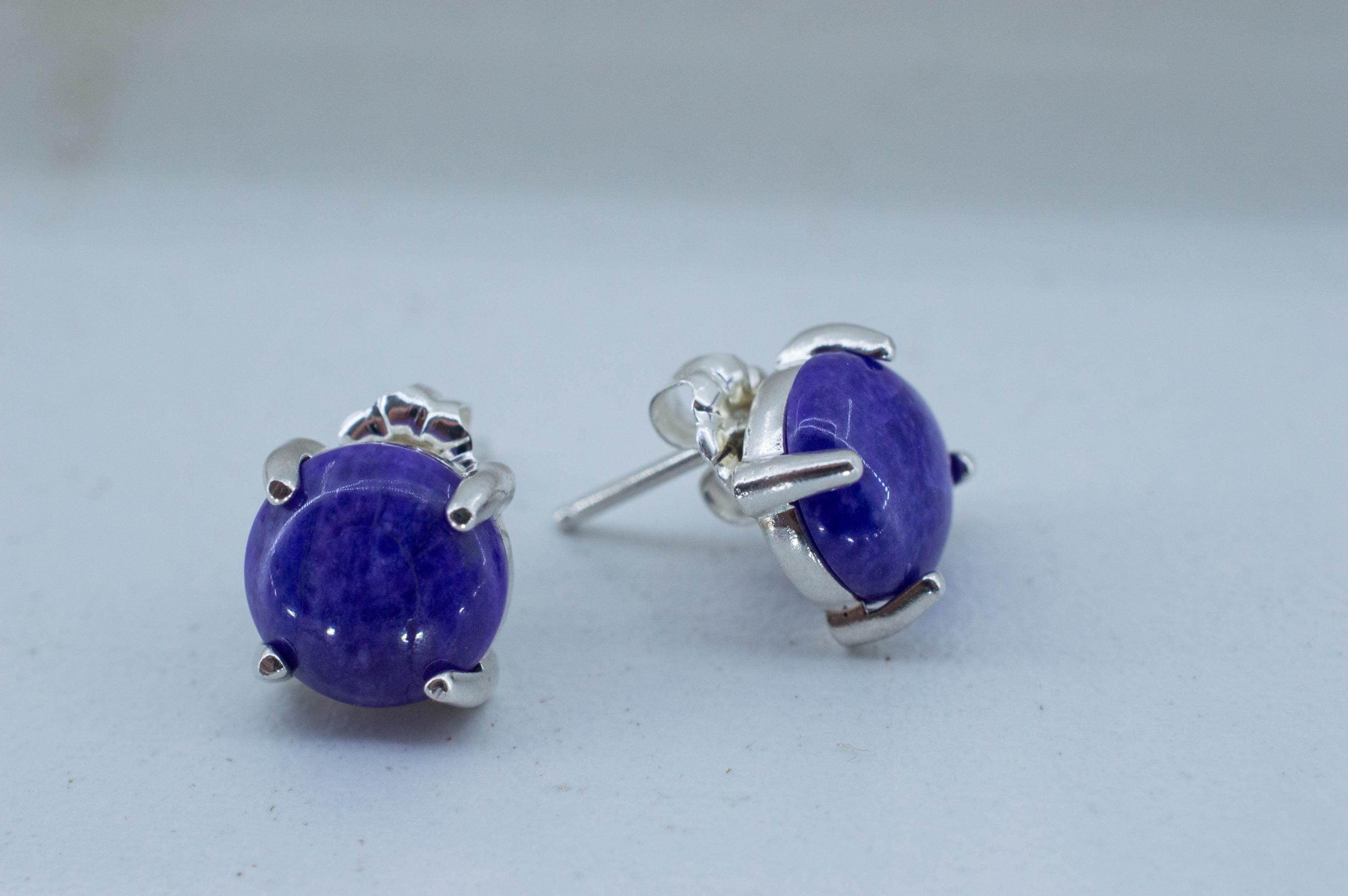 Sugilite Earrings; Natural Untreated South African Sugilite; 3.990cts - Mark Oliver Gems