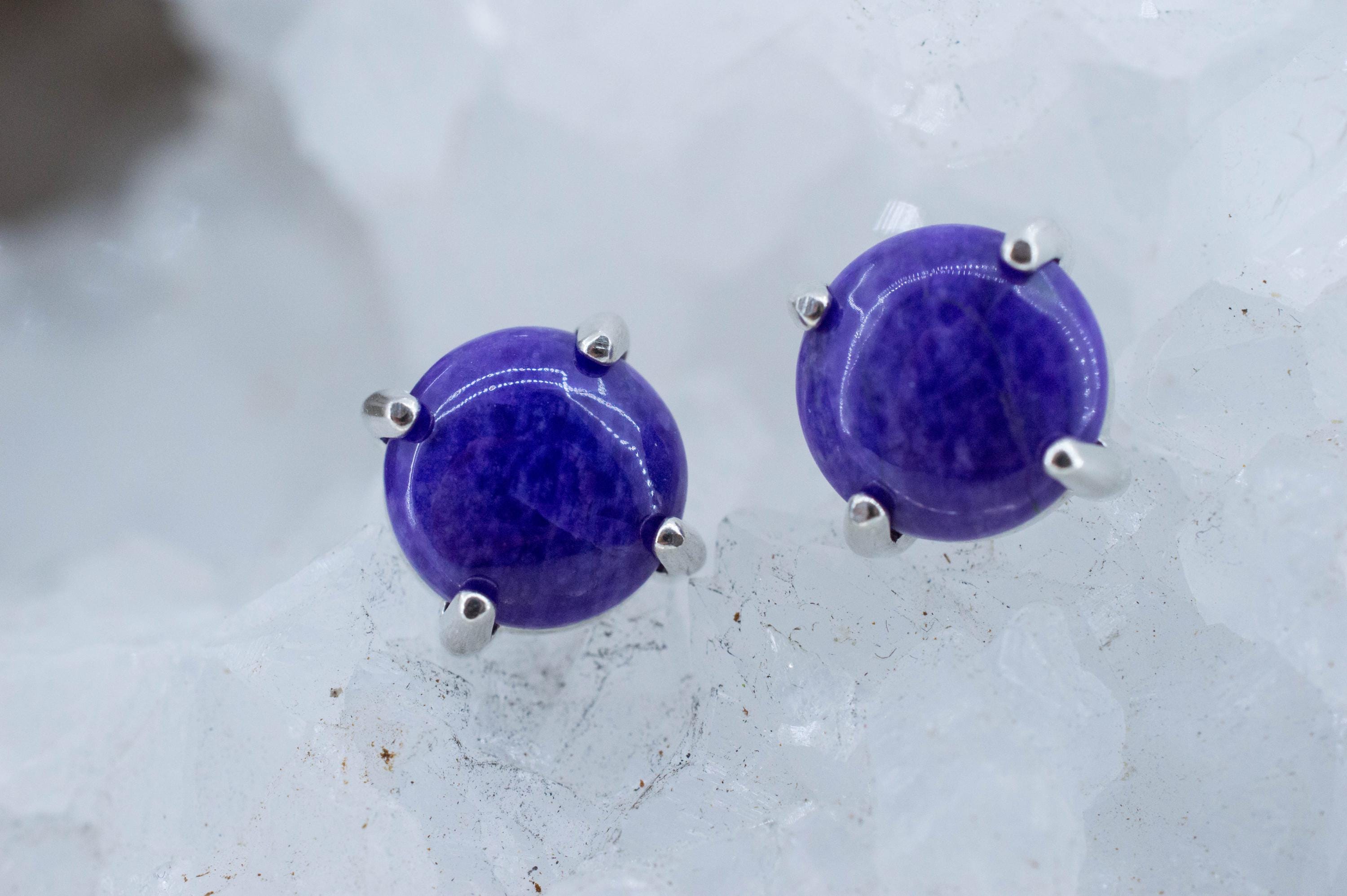 Sugilite Earrings; Natural Untreated South African Sugilite; 3.990cts - Mark Oliver Gems