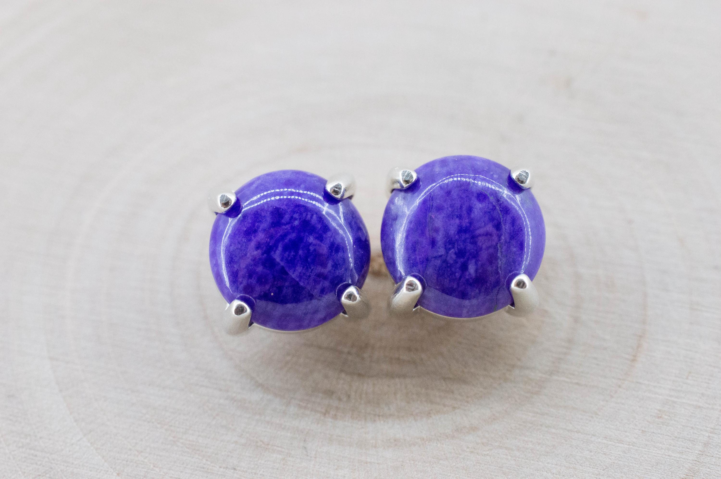 Sugilite Earrings; Natural Untreated South African Sugilite; 3.990cts - Mark Oliver Gems