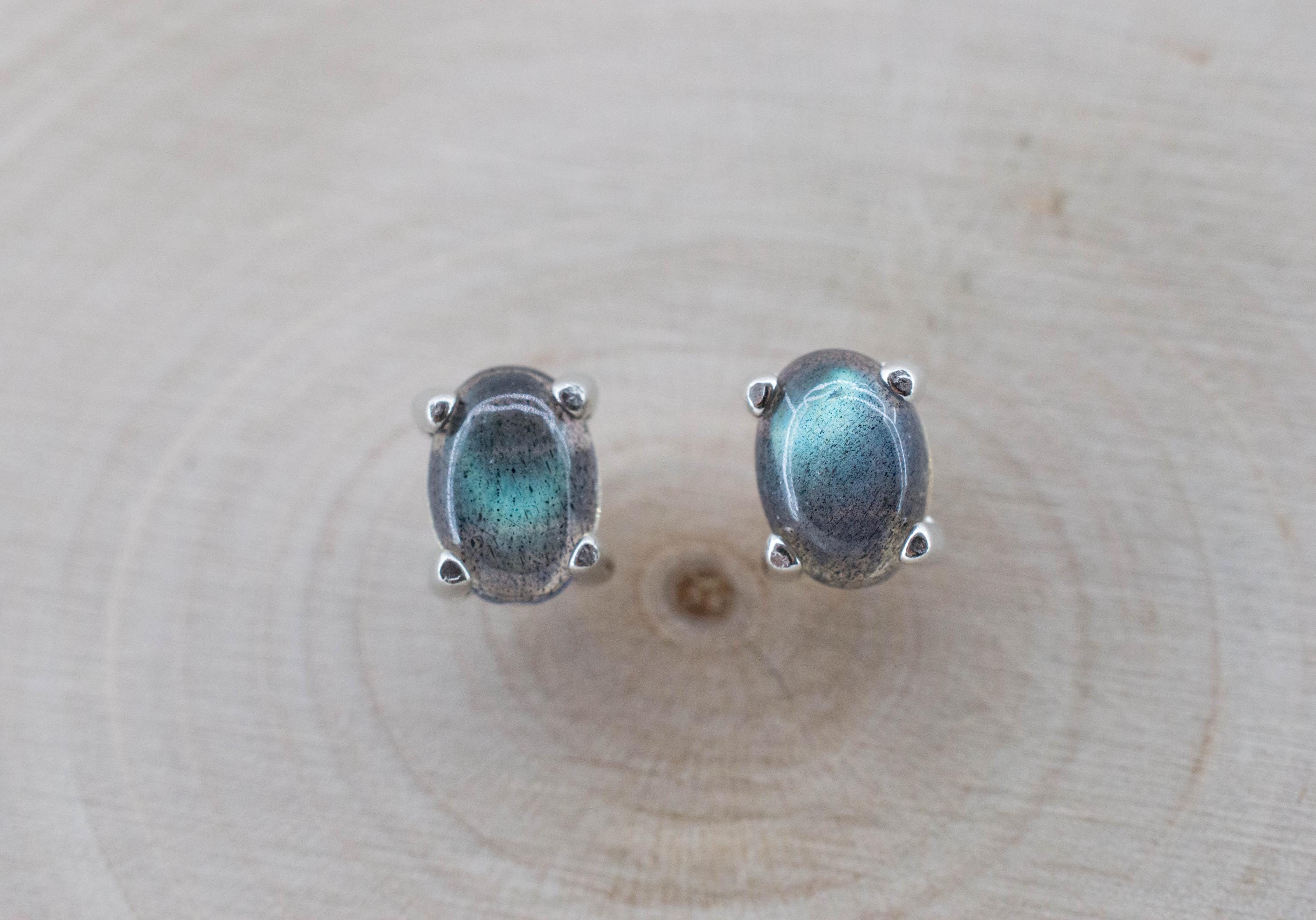Labradorite Earrings; Natural Untreated Madagascar Labradorite; 1.595cts - Mark Oliver Gems