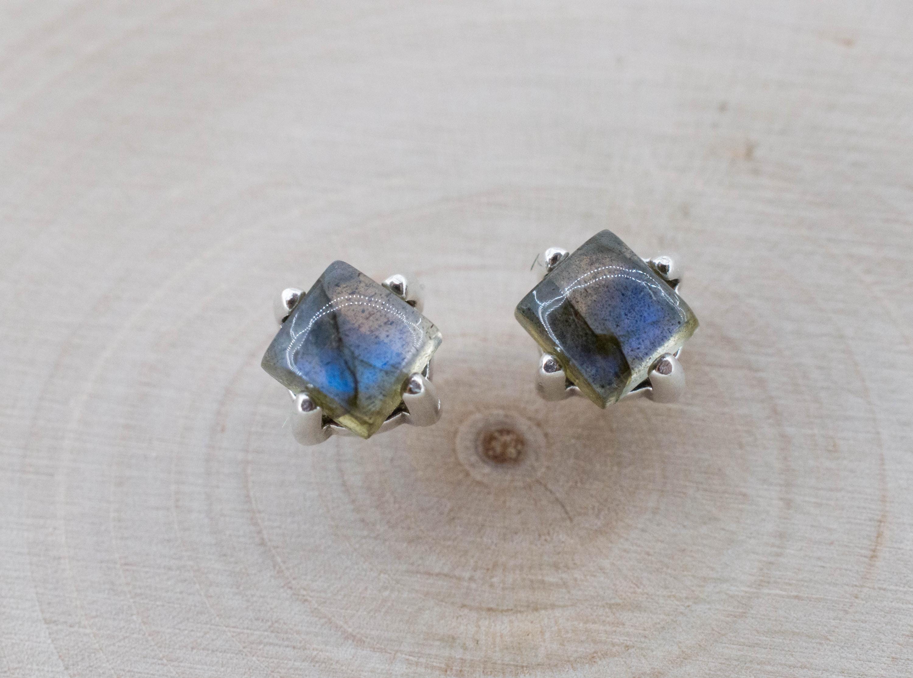 Labradorite Earrings; Natural Untreated Madagascar Labradorite; 1.985cts - Mark Oliver Gems