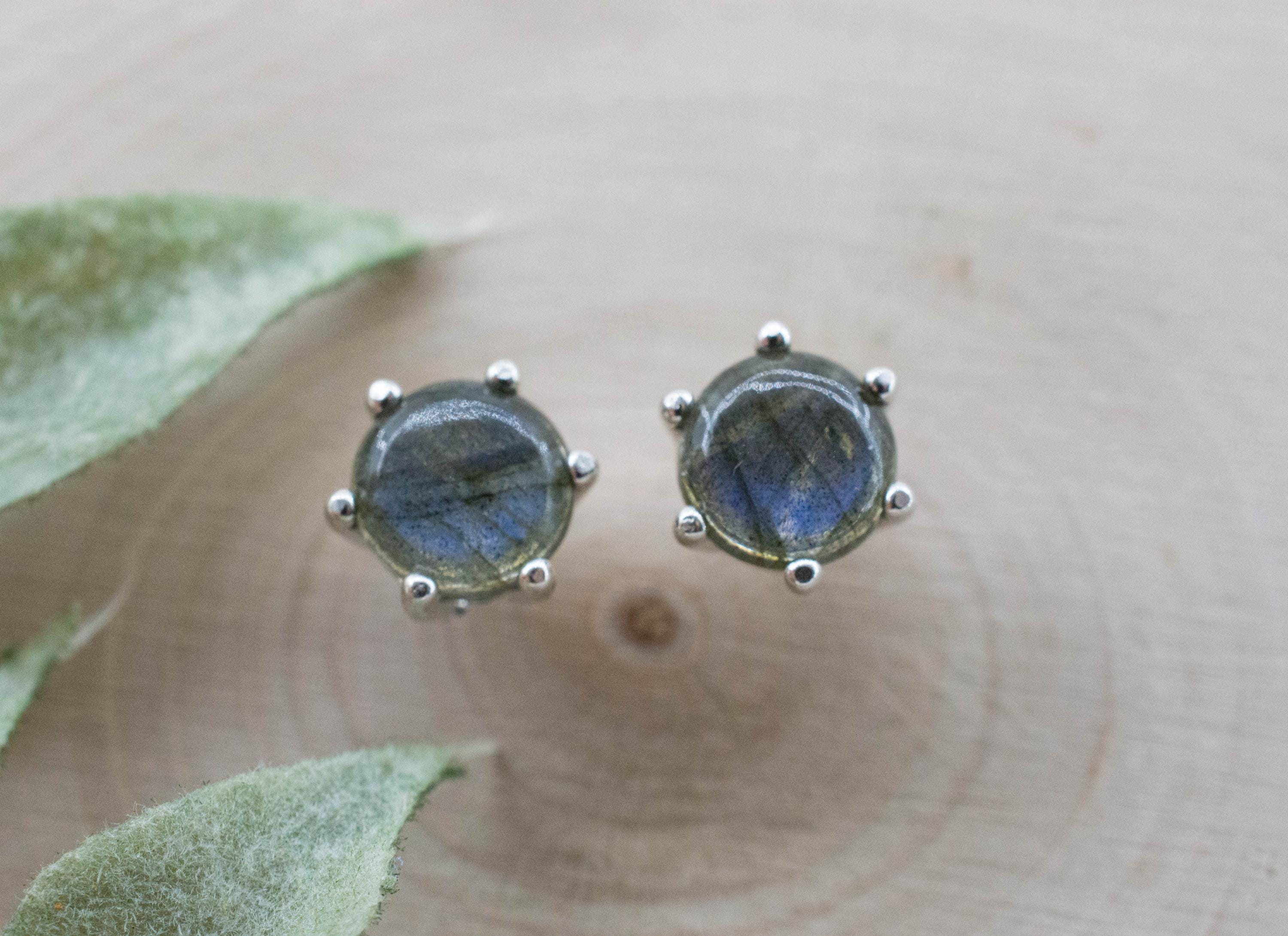 Labradorite Earrings; Natural Untreated Madagascar Labradorite; 2.005cts - Mark Oliver Gems