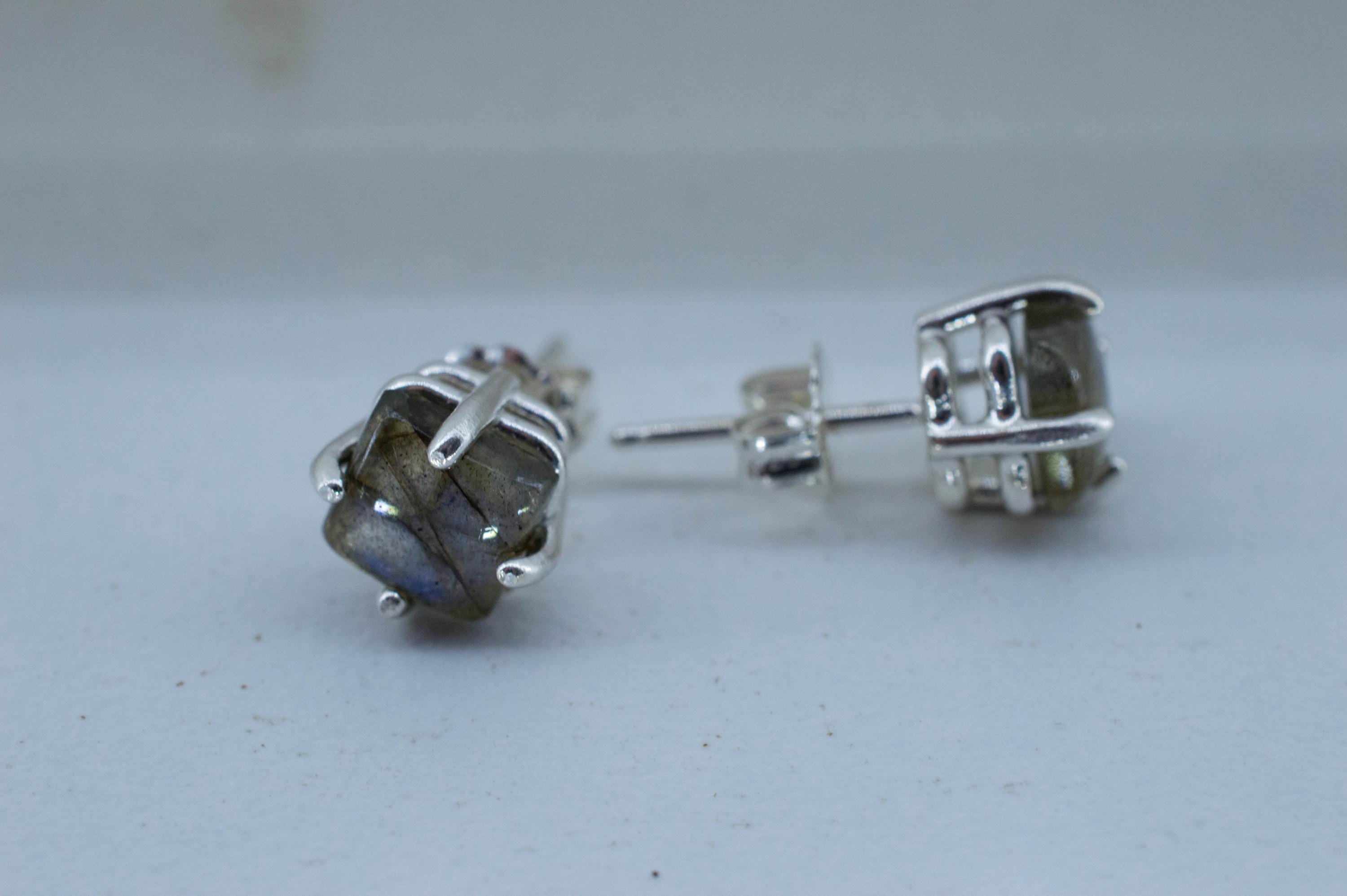 Labradorite Earrings; Natural Untreated Madagascar Labradorite; 2.175cts - Mark Oliver Gems