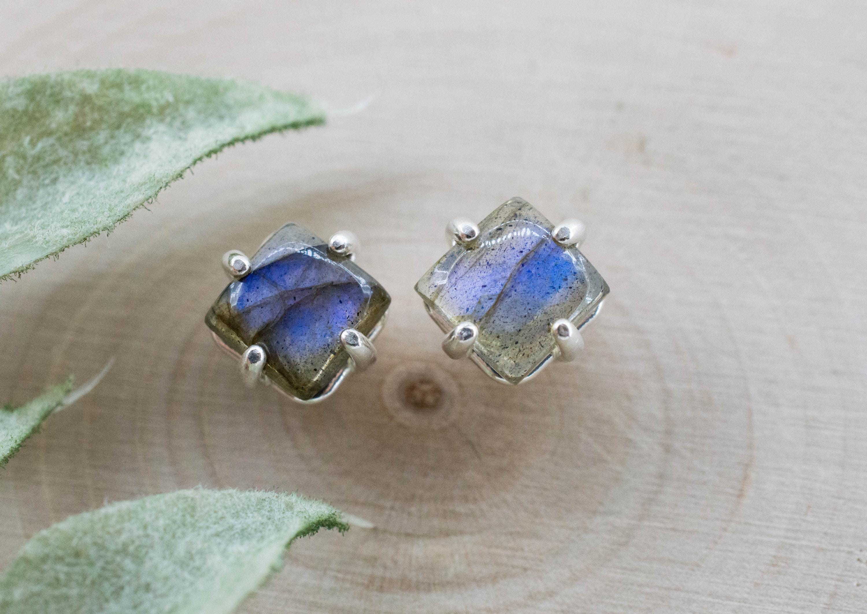 Labradorite Earrings; Natural Untreated Madagascar Labradorite; 2.175cts - Mark Oliver Gems