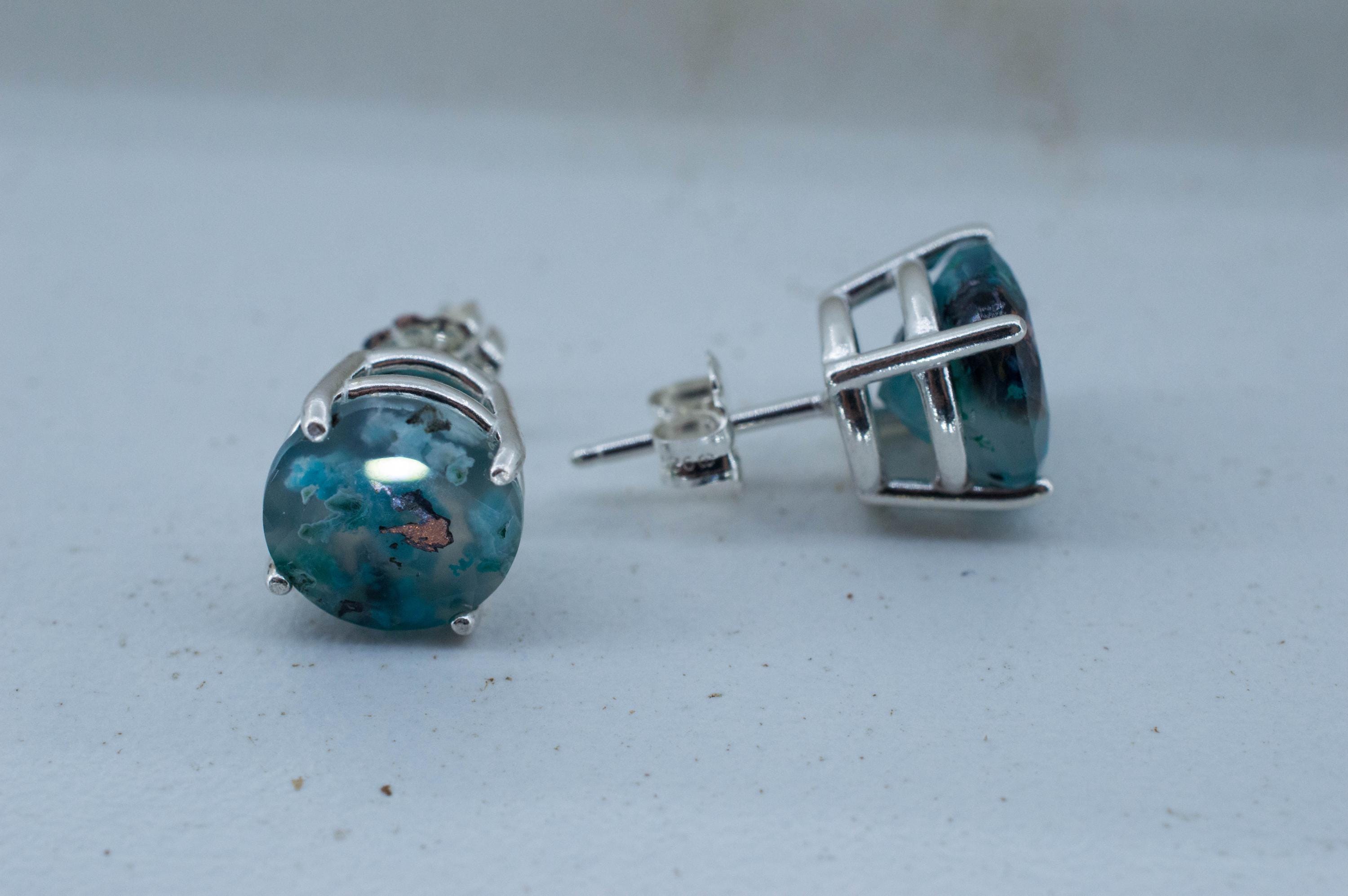 Aquadite™ Earrings; Natural Untreated Indonesia Copper Chalcedony; 5.355cts - Mark Oliver Gems