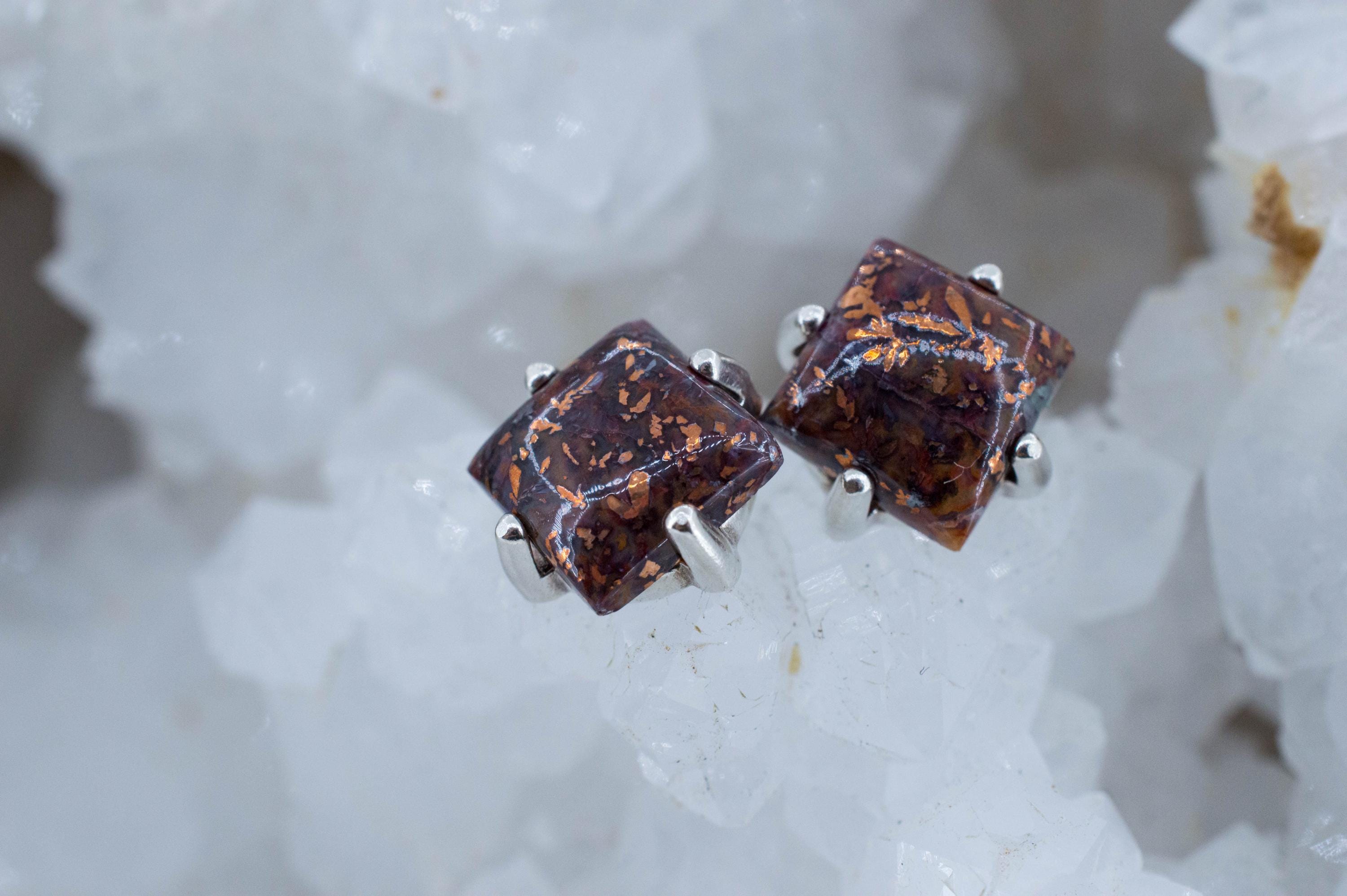 Aquadite™ Earrings; Natural Untreated Indonesia Copper Chalcedony; 8.930cts - Mark Oliver Gems