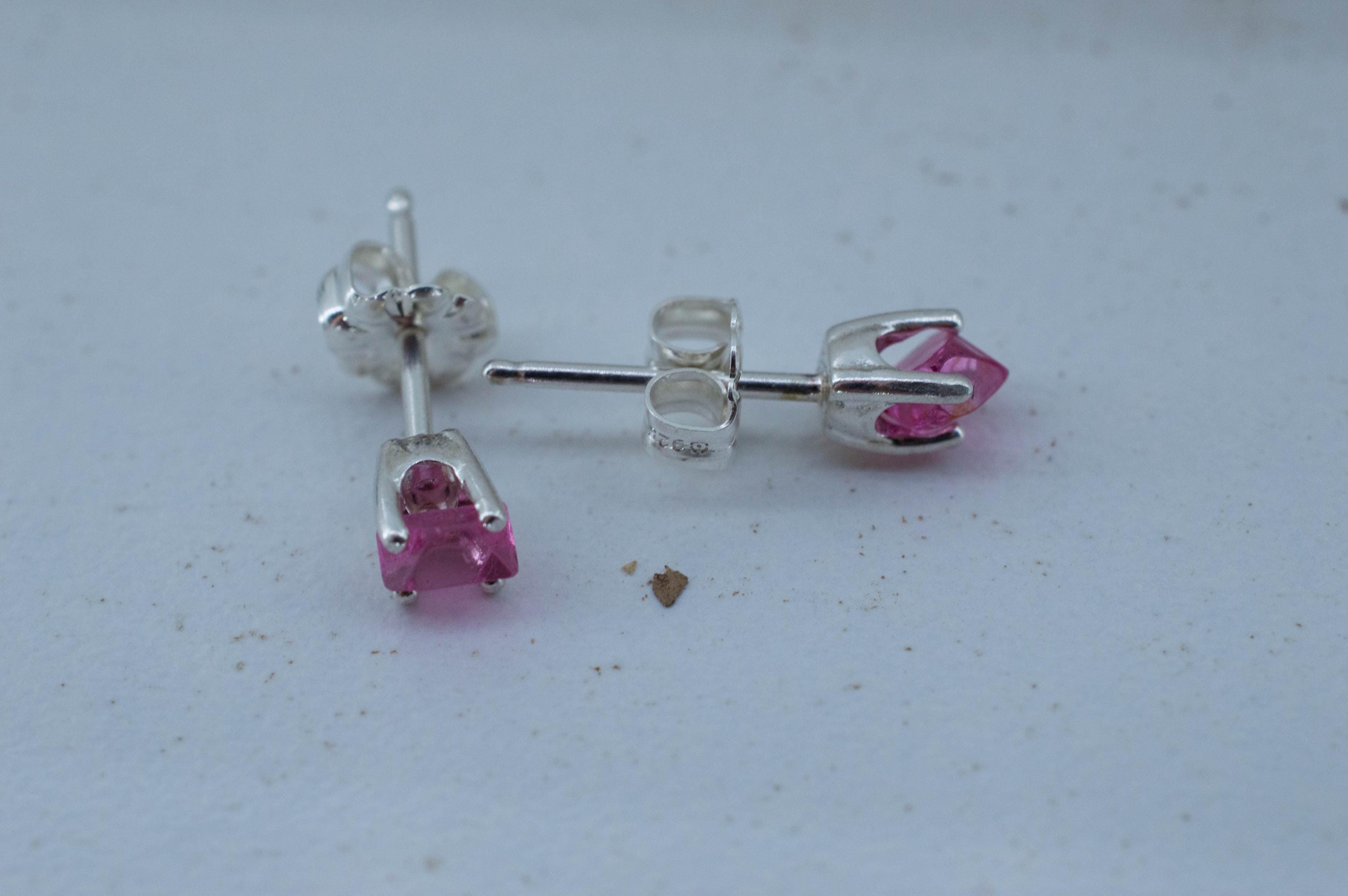 Neon Pink Spinel Earrings; Natural Untreated Burma Spinel; 0.725cts - Mark Oliver Gems