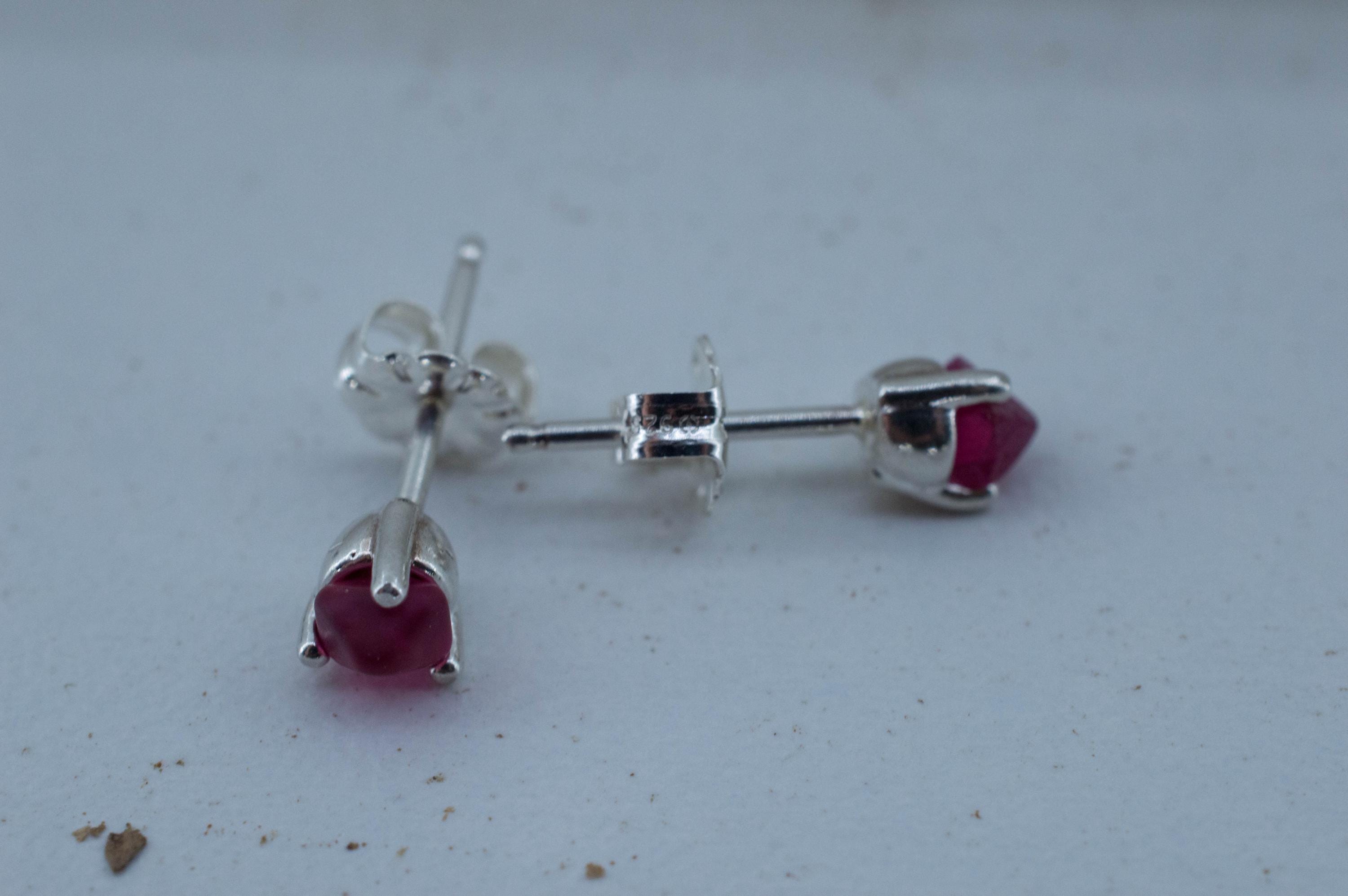 Red Spinel Earrings; Natural Untreated Burma Spinel; 0.750cts - Mark Oliver Gems