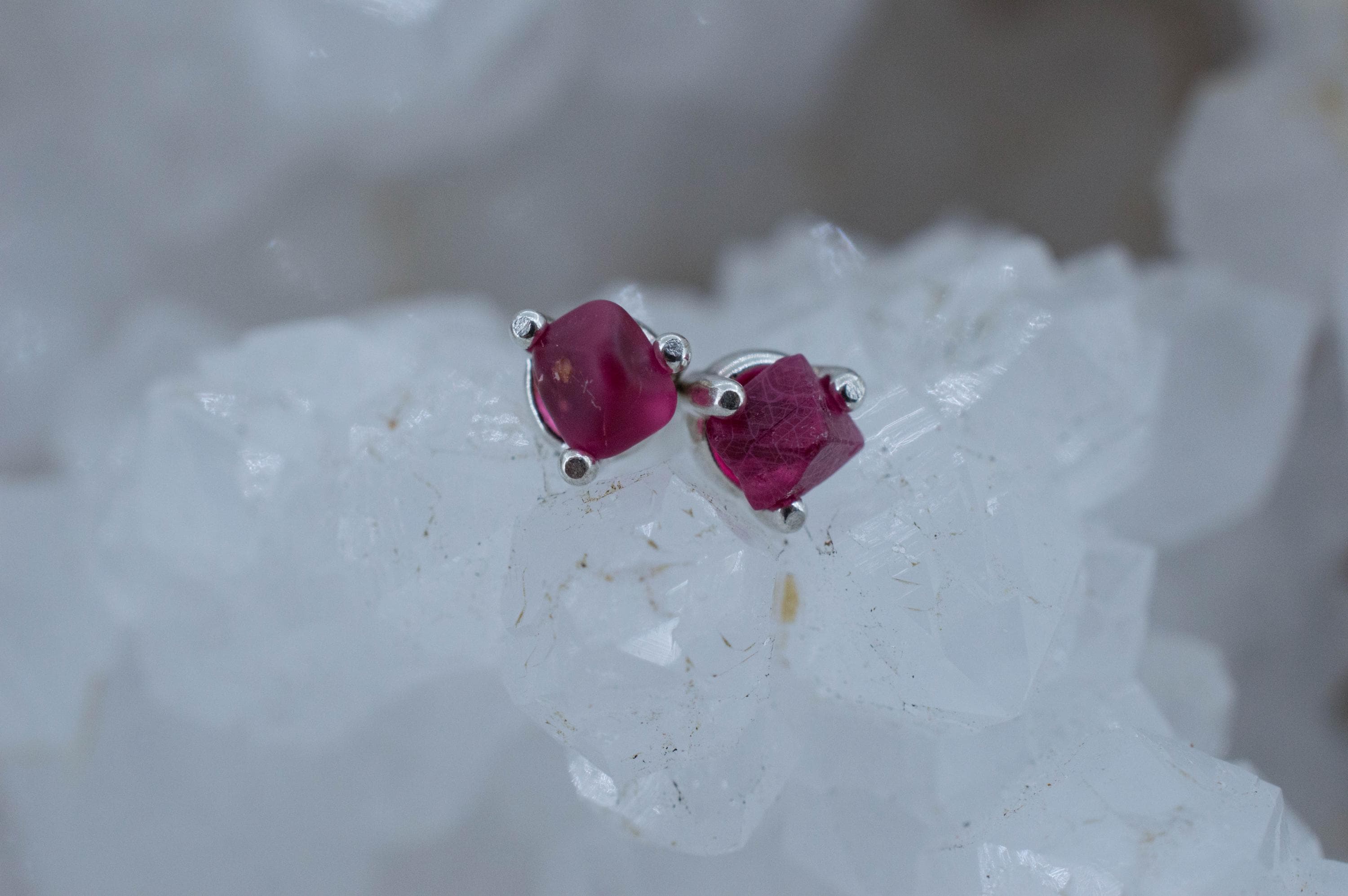 Red Spinel Earrings; Natural Untreated Burma Spinel; 0.750cts - Mark Oliver Gems