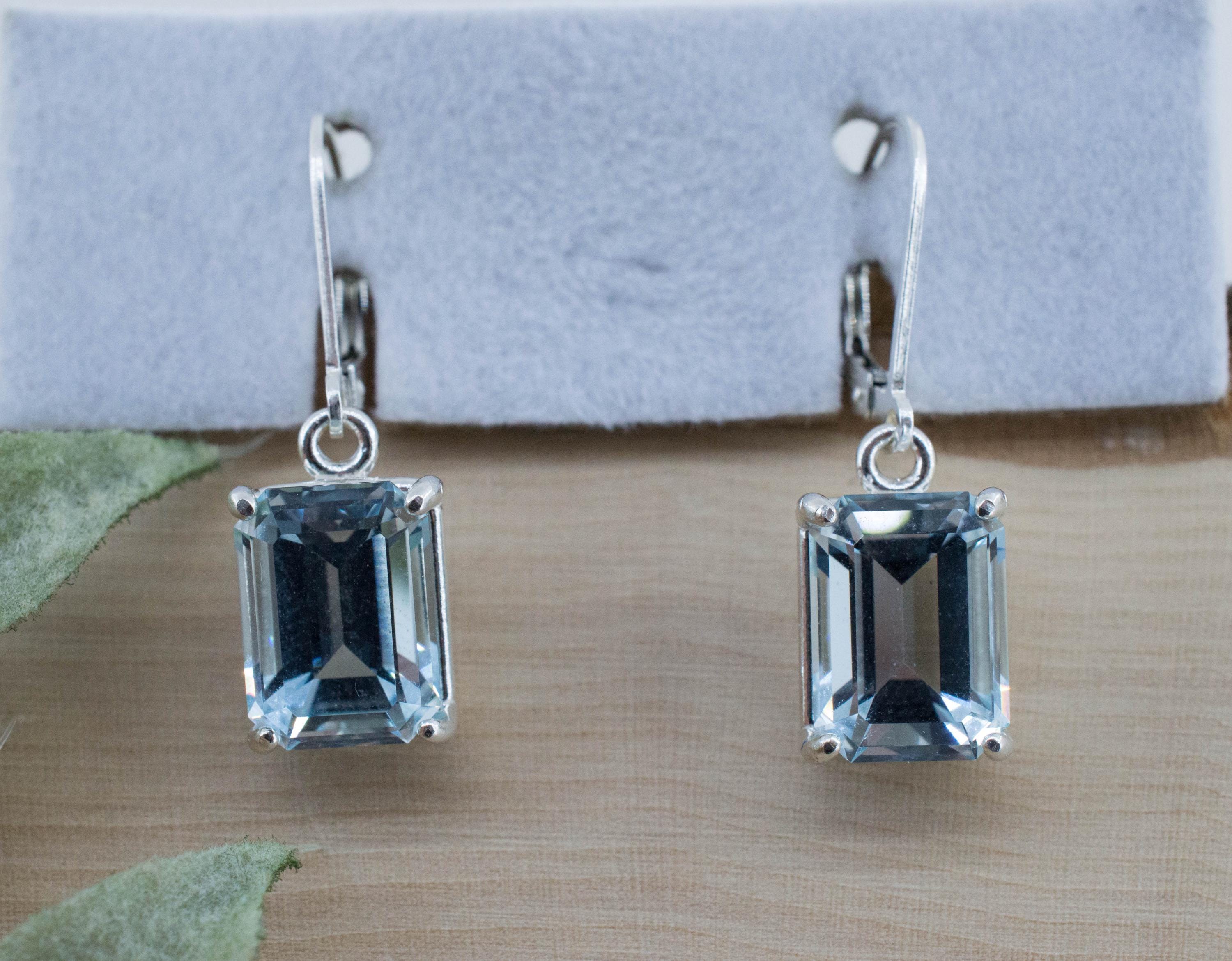 Blue Topaz Earrings; Natural Untreated Ukraine Topaz; 10.230cts - Mark Oliver Gems