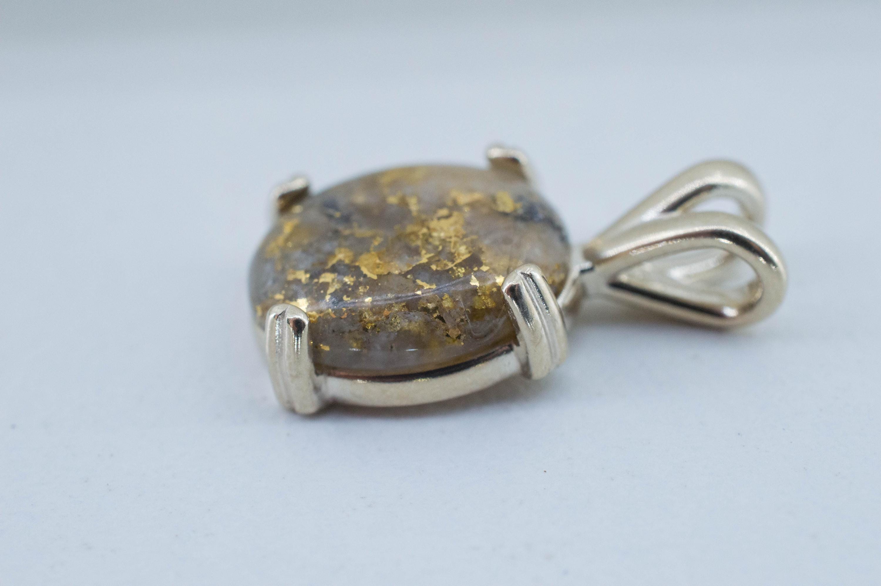 Gold Included Quartz Pendant; Natural Untreated Australia Gold Quartz; 4.335cts - Mark Oliver Gems