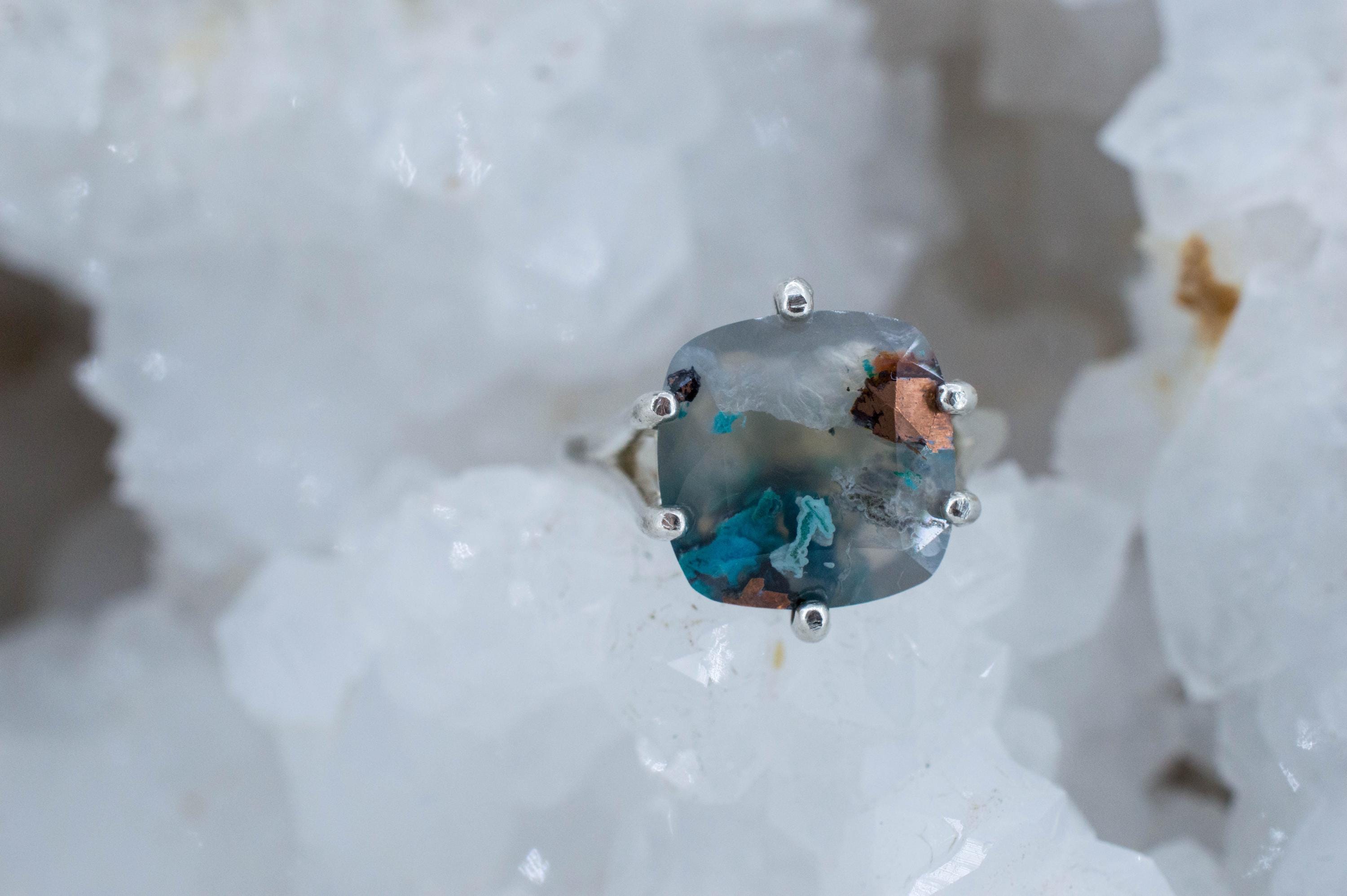 Aquadite™ Ring; Natural Untreated Indonesia Copper Chalcedony; 6.400cts - Mark Oliver Gems