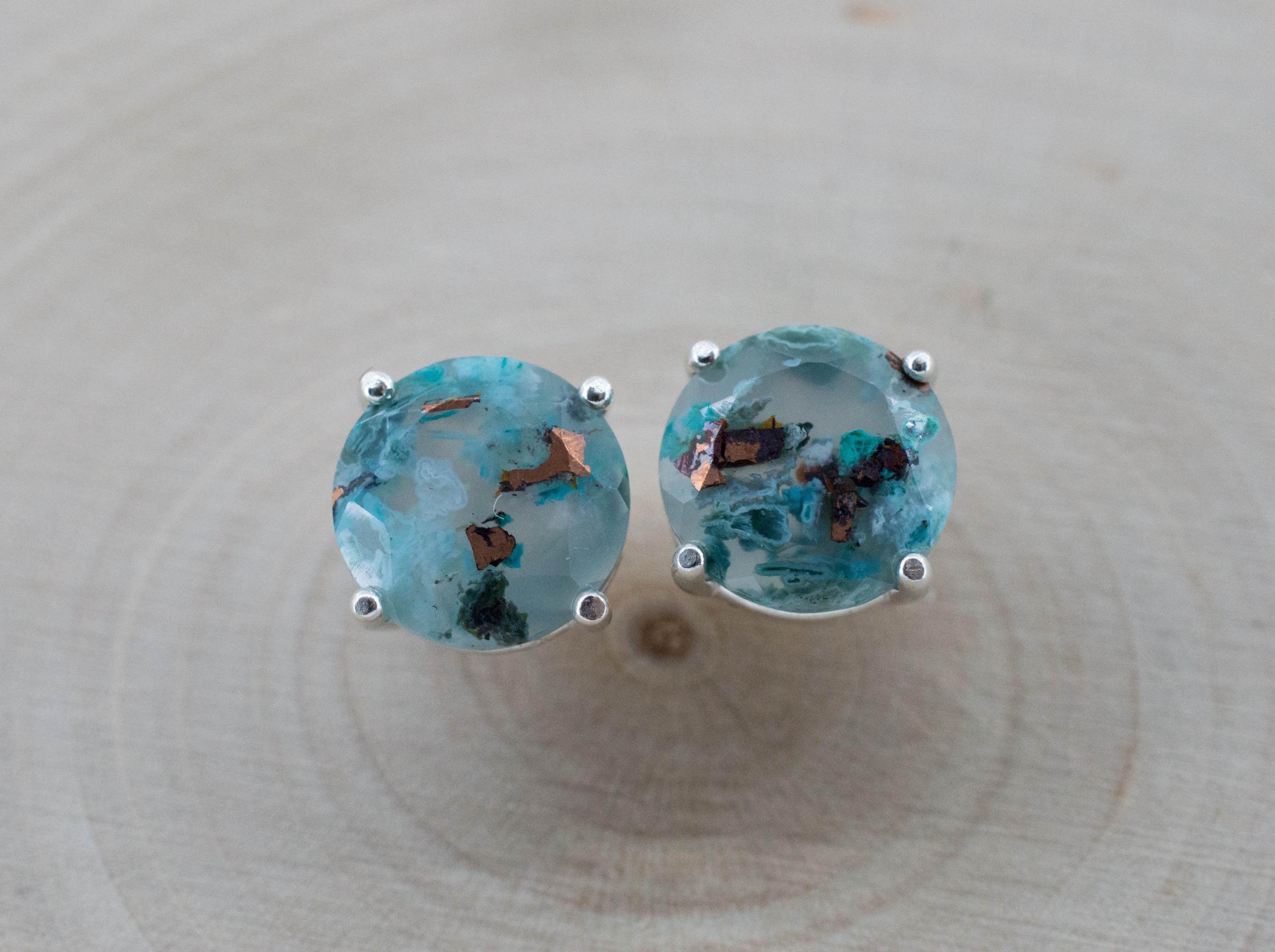 Aquadite™ Earrings; Natural Untreated Indonesia Copper Chalcedony; 5.175cts - Mark Oliver Gems