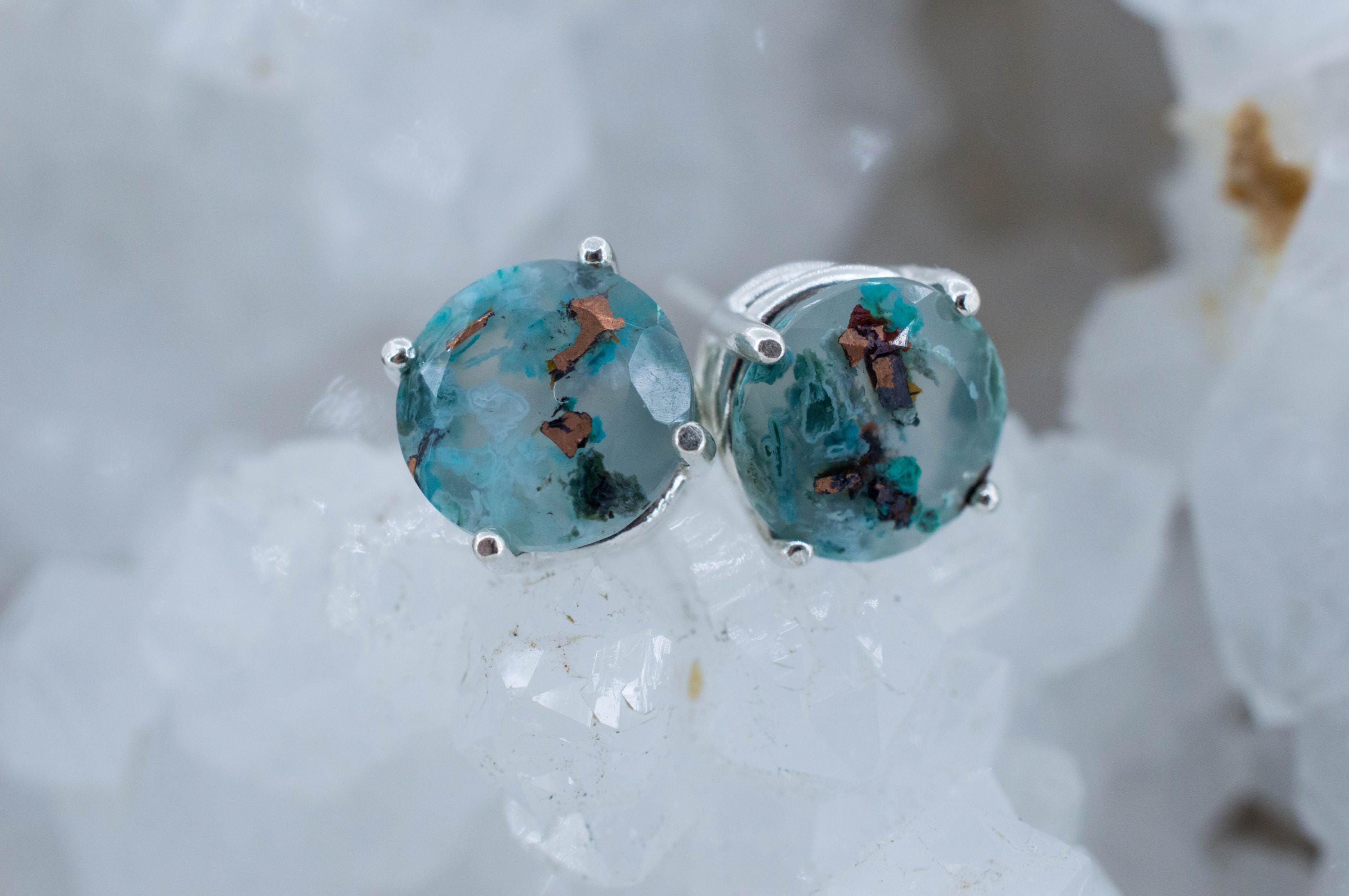 Aquadite™ Earrings; Natural Untreated Indonesia Copper Chalcedony; 5.175cts - Mark Oliver Gems
