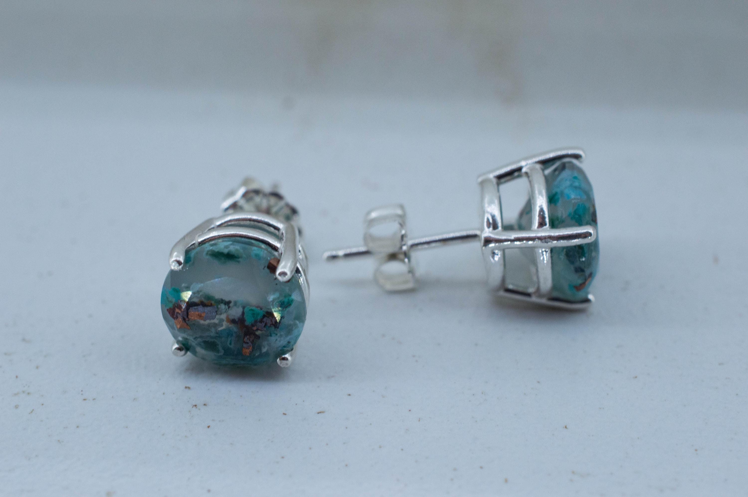 Aquadite™ Earrings; Natural Untreated Indonesia Copper Chalcedony; 5.175cts - Mark Oliver Gems