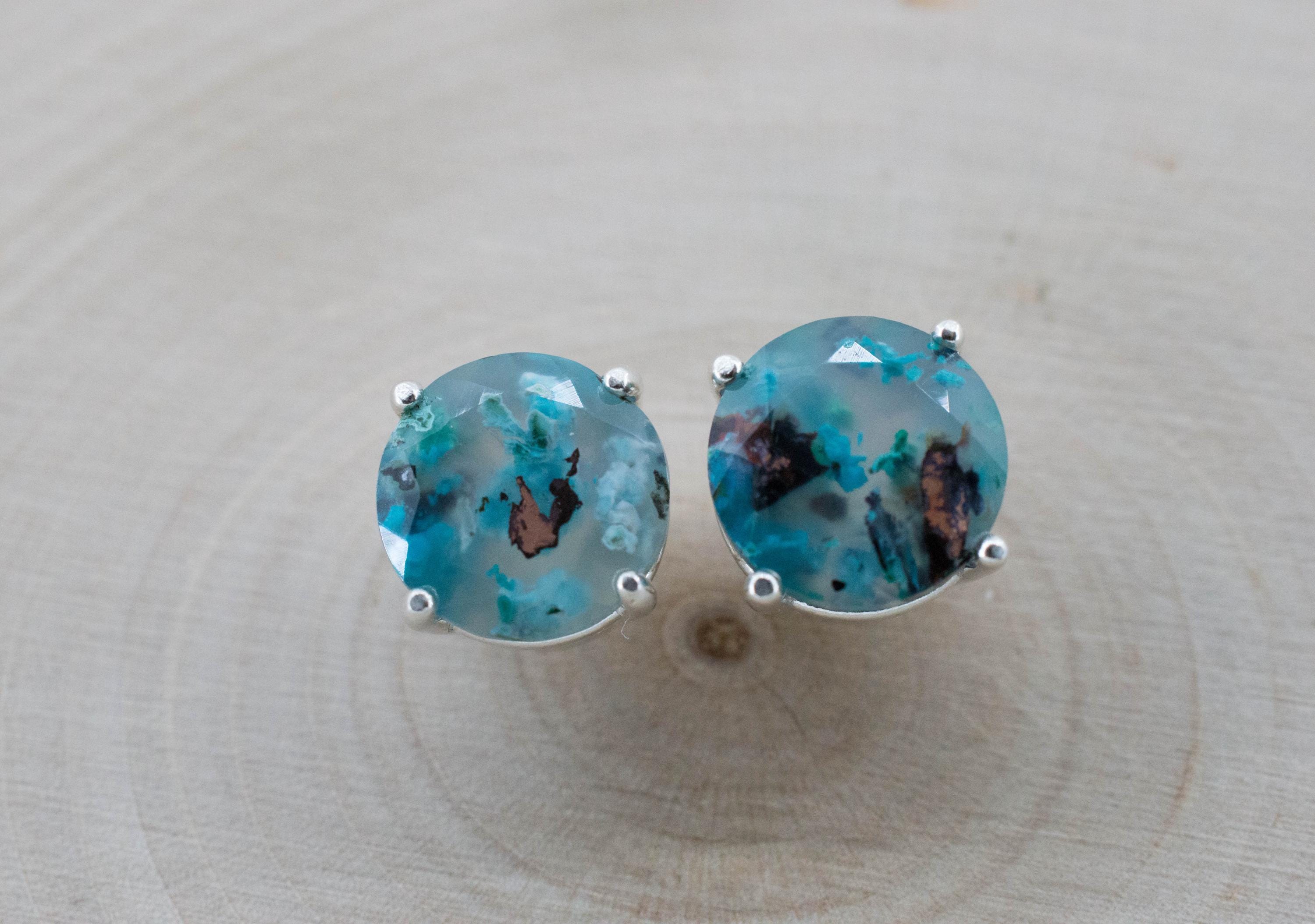 Aquadite™ Earrings; Natural Untreated Indonesia Copper Chalcedony; 5.355cts - Mark Oliver Gems