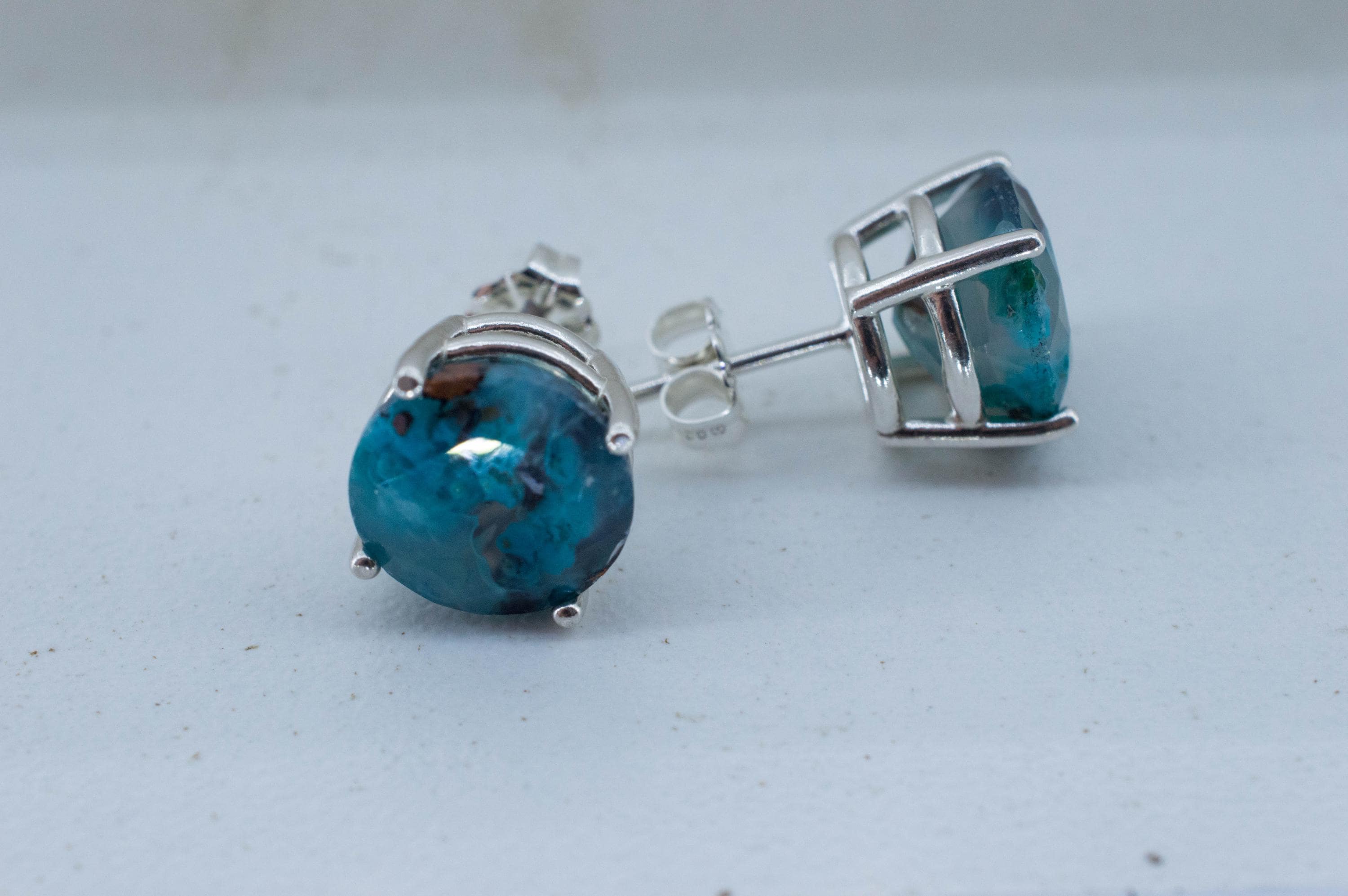 Aquadite™ Earrings; Natural Untreated Indonesia Copper Chalcedony; 8.060cts - Mark Oliver Gems