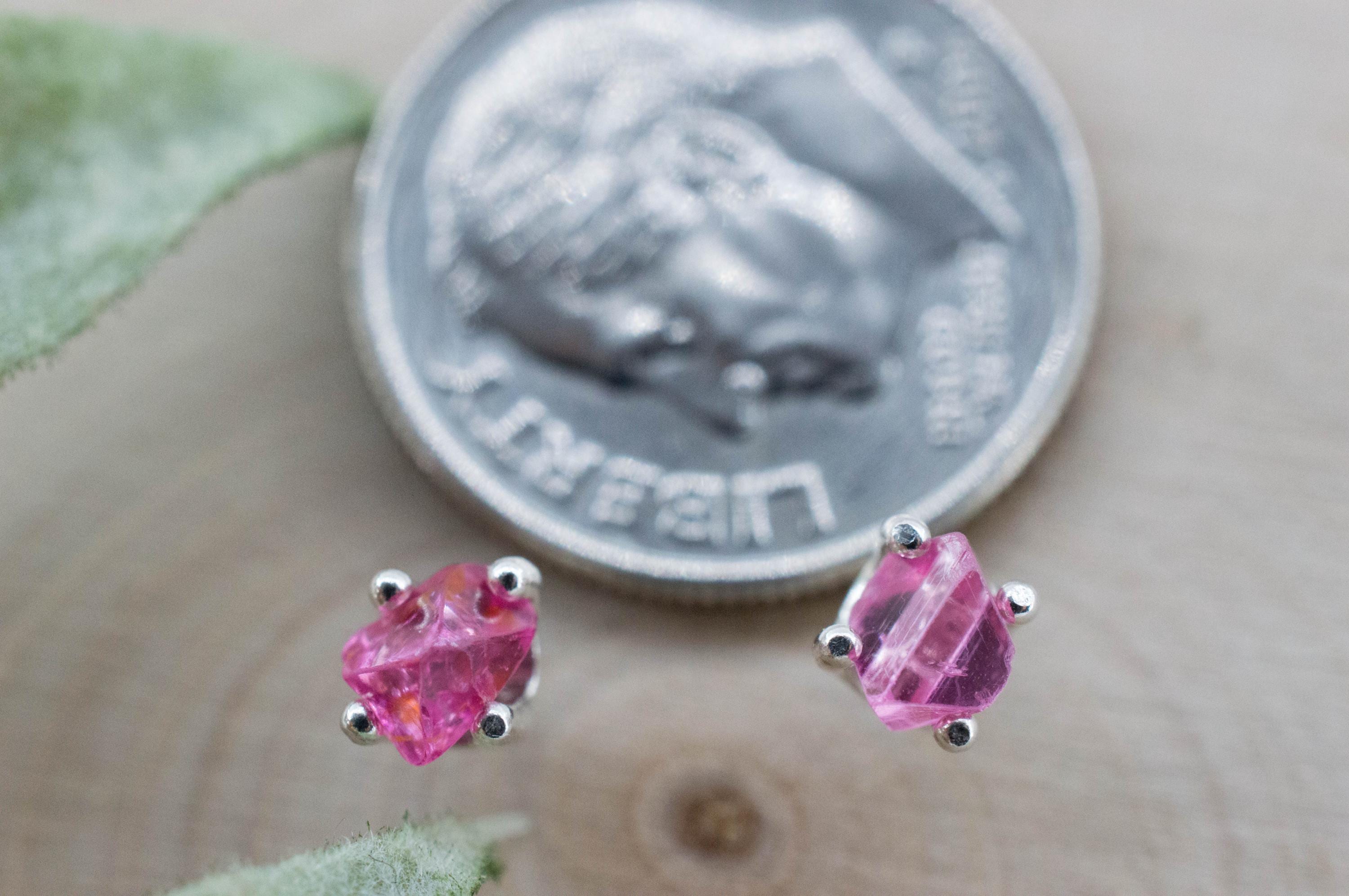Neon Pink Spinel Earrings; Natural Untreated Burma Spinel; 0.725cts - Mark Oliver Gems