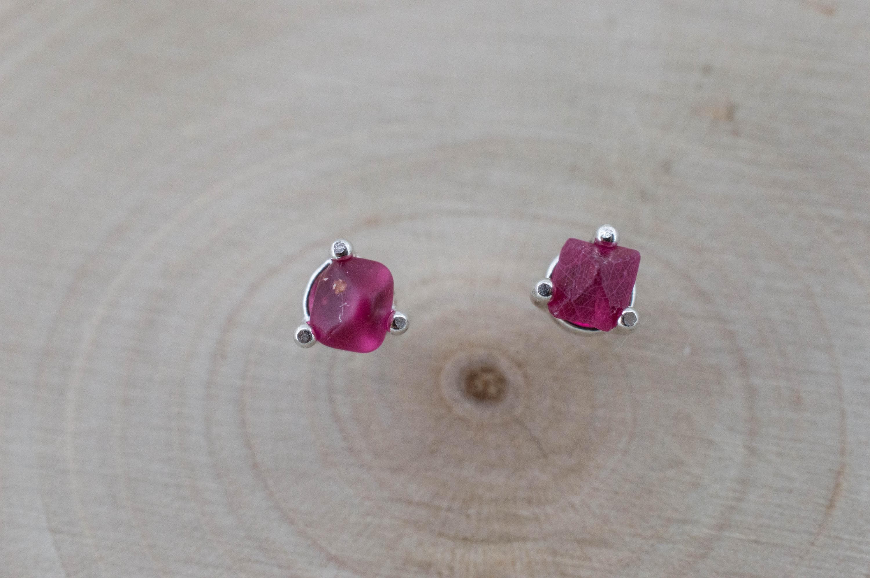 Red Spinel Earrings; Natural Untreated Burma Spinel; 0.750cts - Mark Oliver Gems