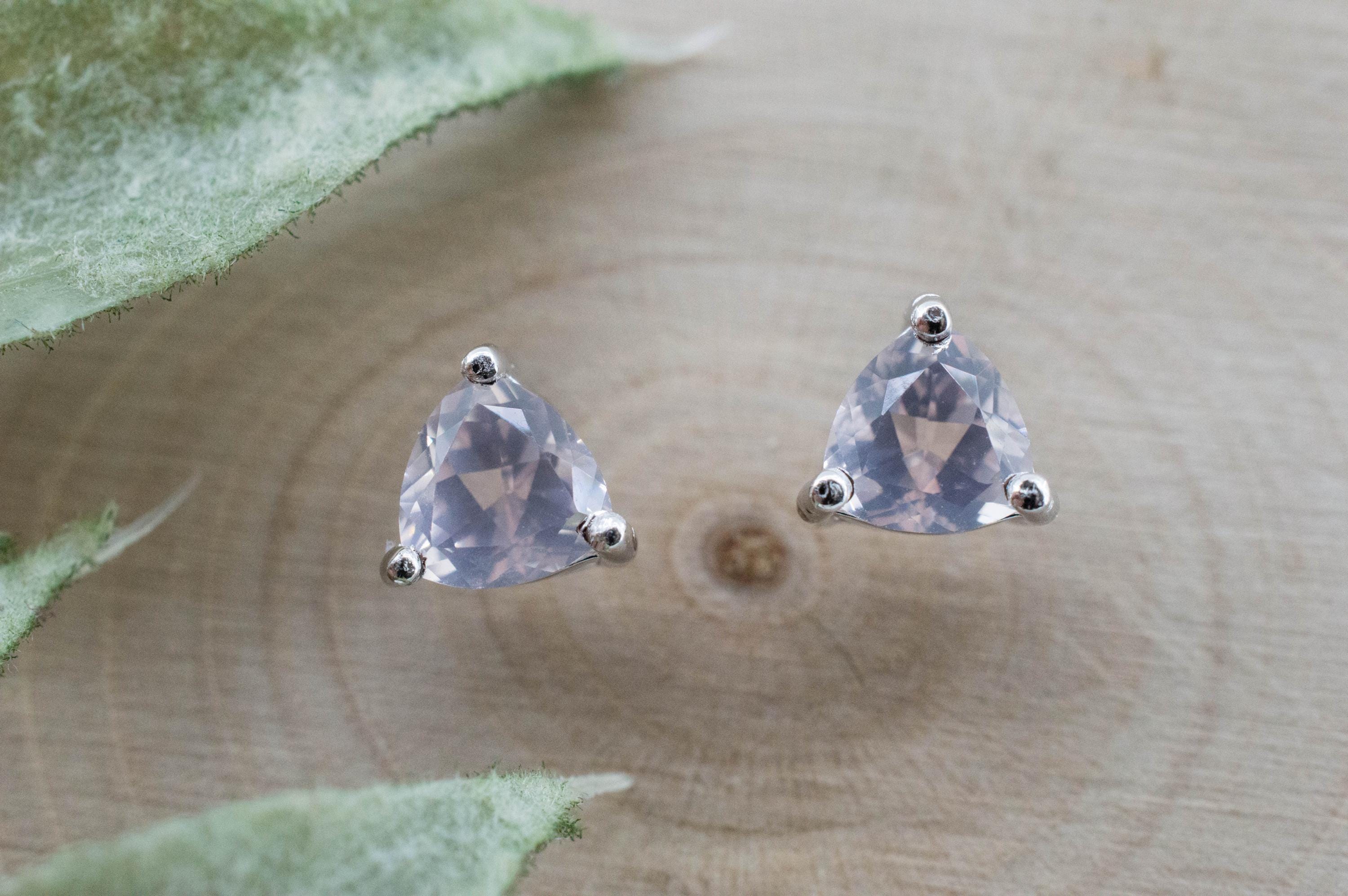 Rose Quartz Earrings; Natural Untreated Brazil Rose Quartz; 1.015cts - Mark Oliver Gems