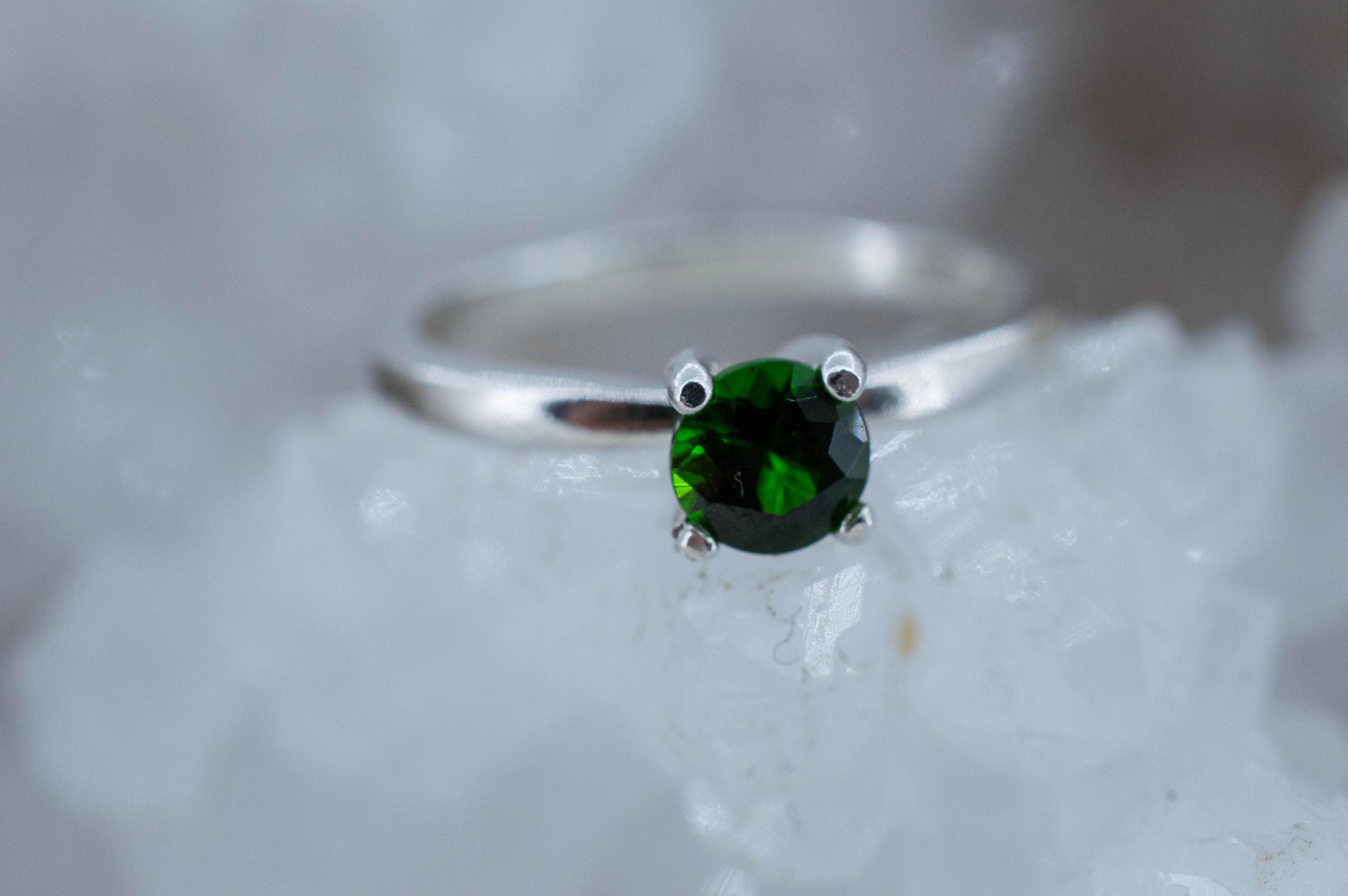Tsavorite Garnet Ring, Natural Untreated Kenya Green Garnet; 0.495cts - Mark Oliver Gems