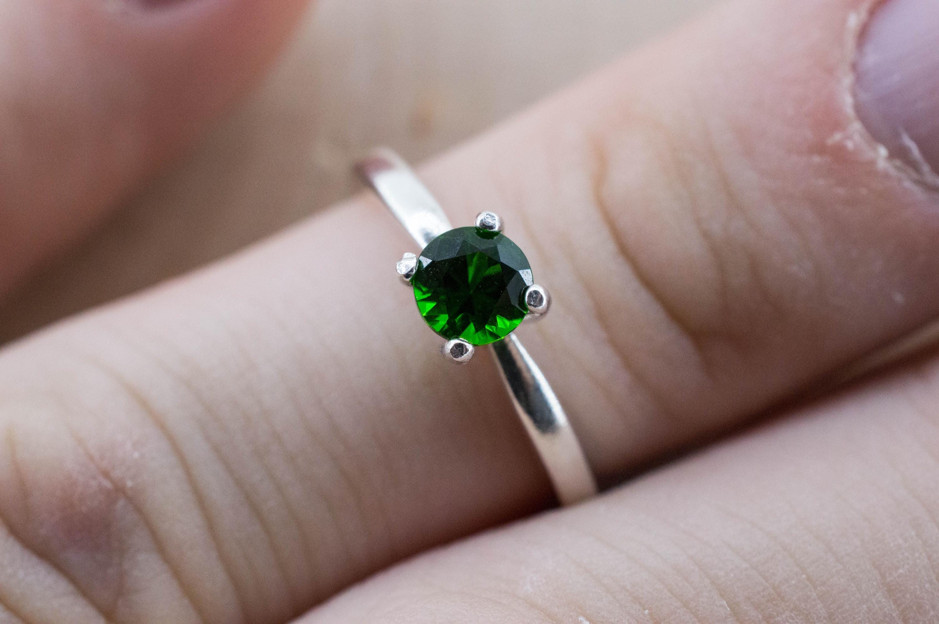 Tsavorite Garnet Ring, Natural Untreated Kenya Green Garnet; 0.495cts - Mark Oliver Gems