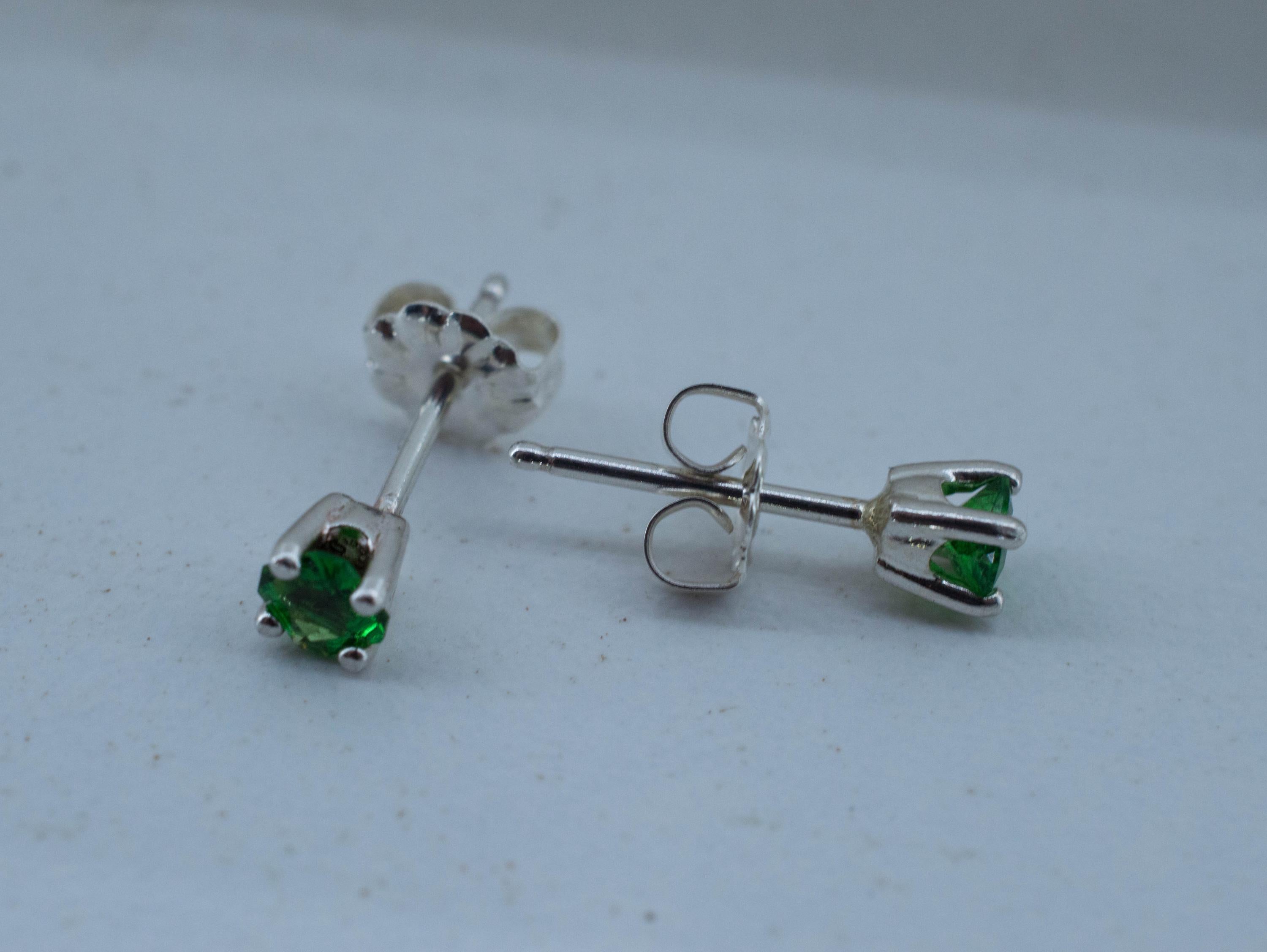 Tsavorite Garnet Earrings; Natural Untreated Kenya Green Garnet; 0.380cts - Mark Oliver Gems
