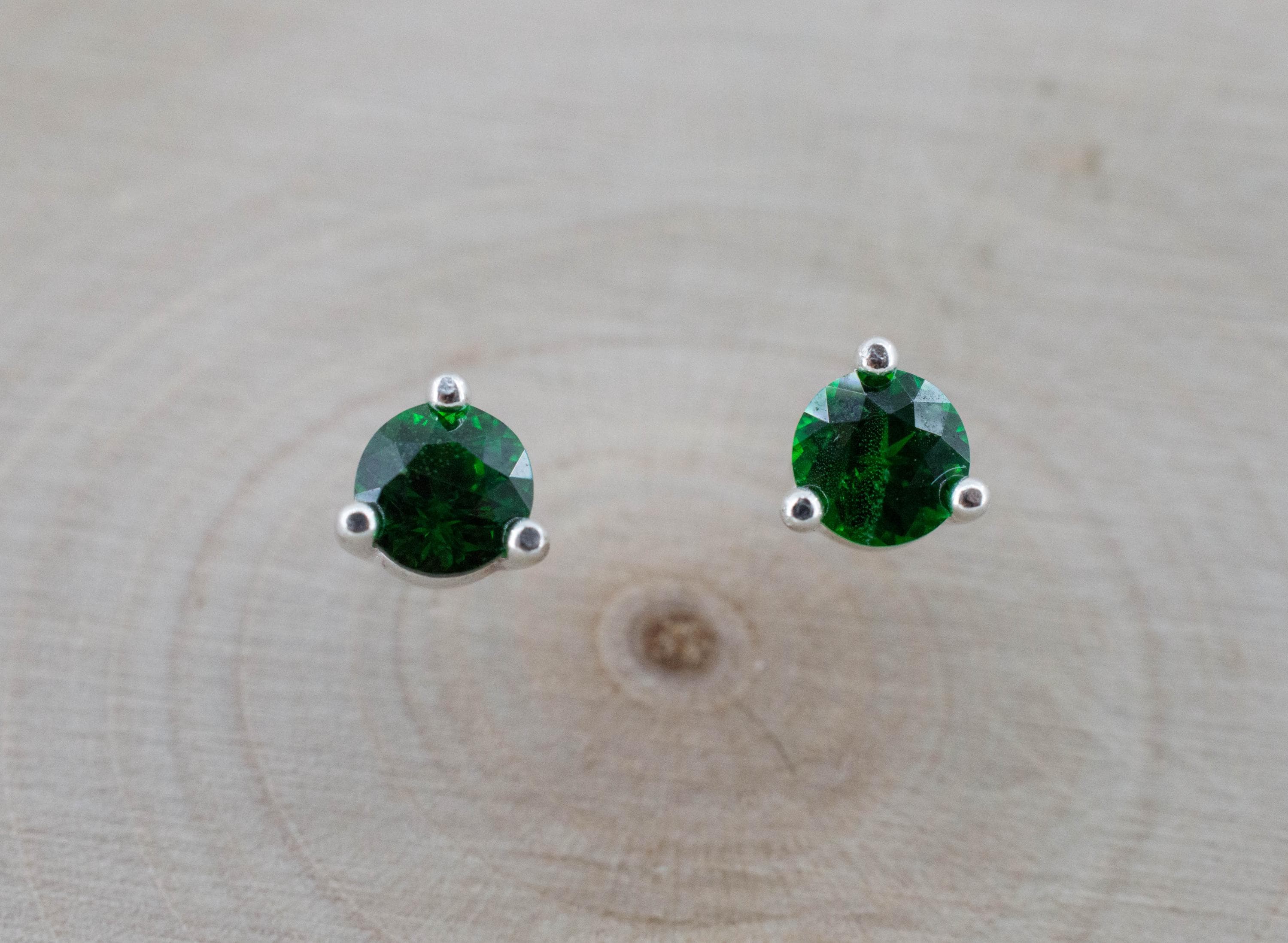Tsavorite Garnet Earrings; Natural Untreated Kenya Green Garnet; 0.620cts - Mark Oliver Gems