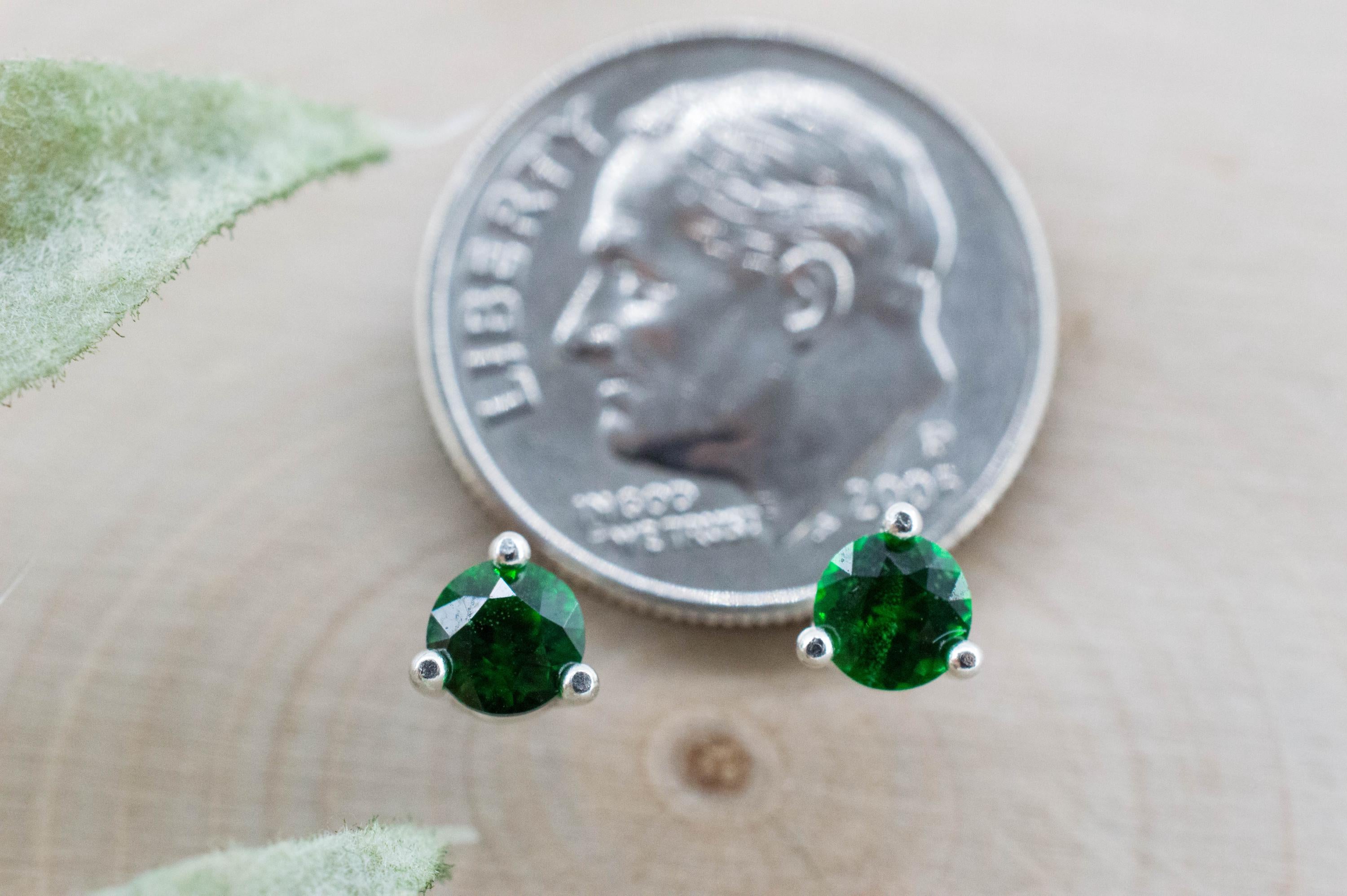 Tsavorite Garnet Earrings; Natural Untreated Kenya Green Garnet; 0.620cts - Mark Oliver Gems