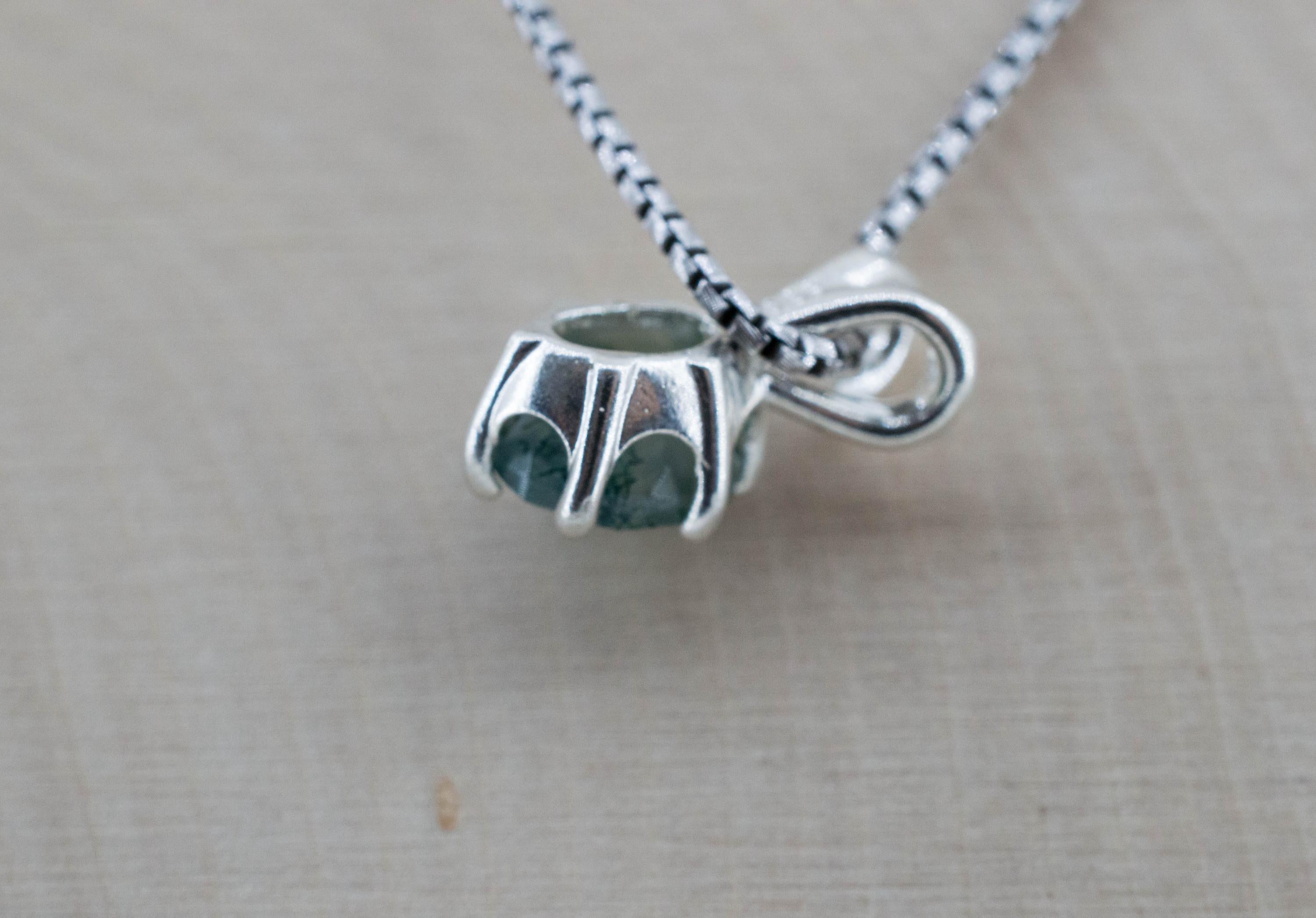 Green Moss Agate Pendant, Natural Untreated India Agate; 1.415cts