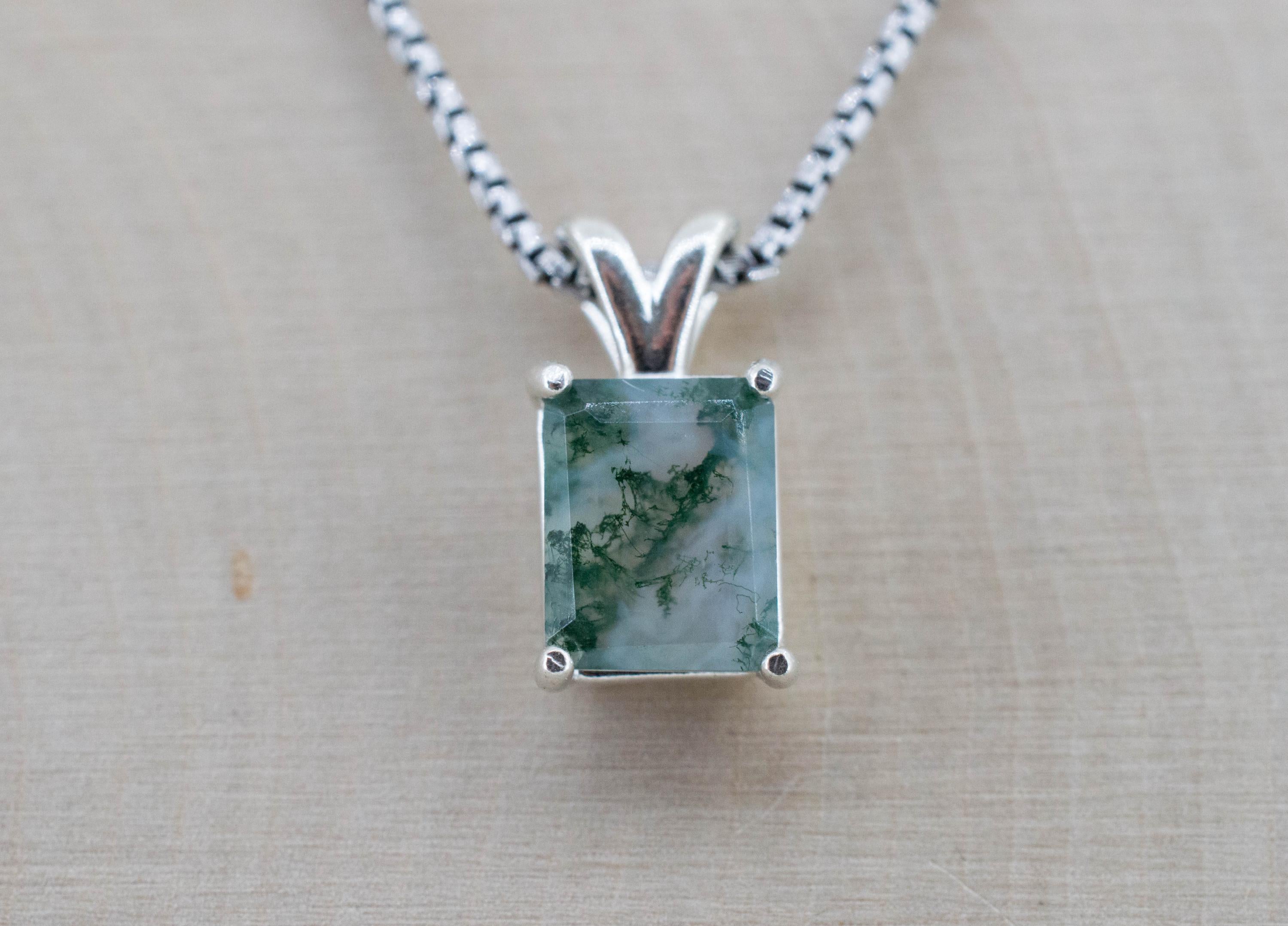 Green Moss Agate Pendant, Natural Untreated India Agate; 2.310cts