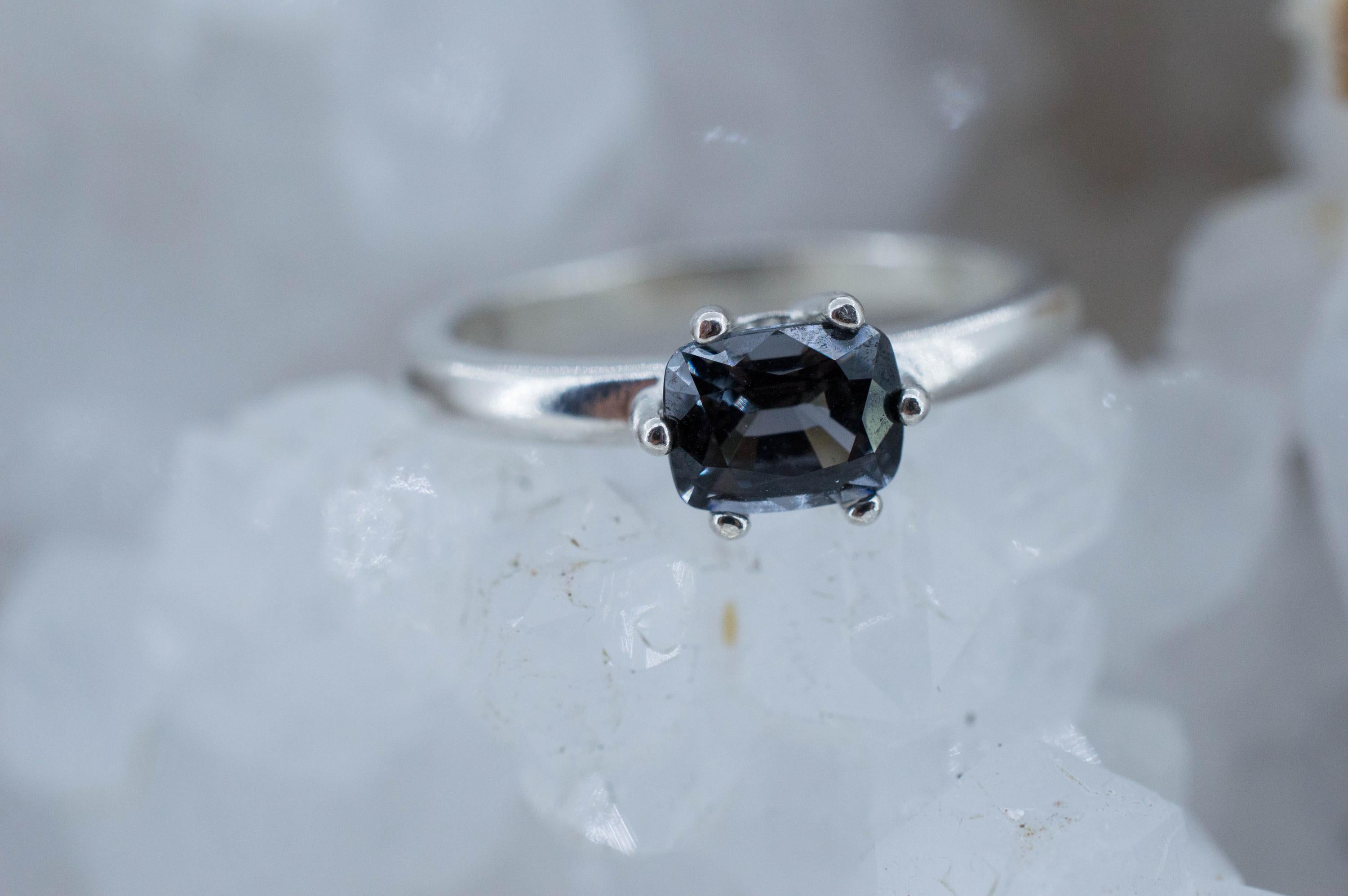Gray Spinel Ring; Natural Untreated Burma Spinel; 1.075cts