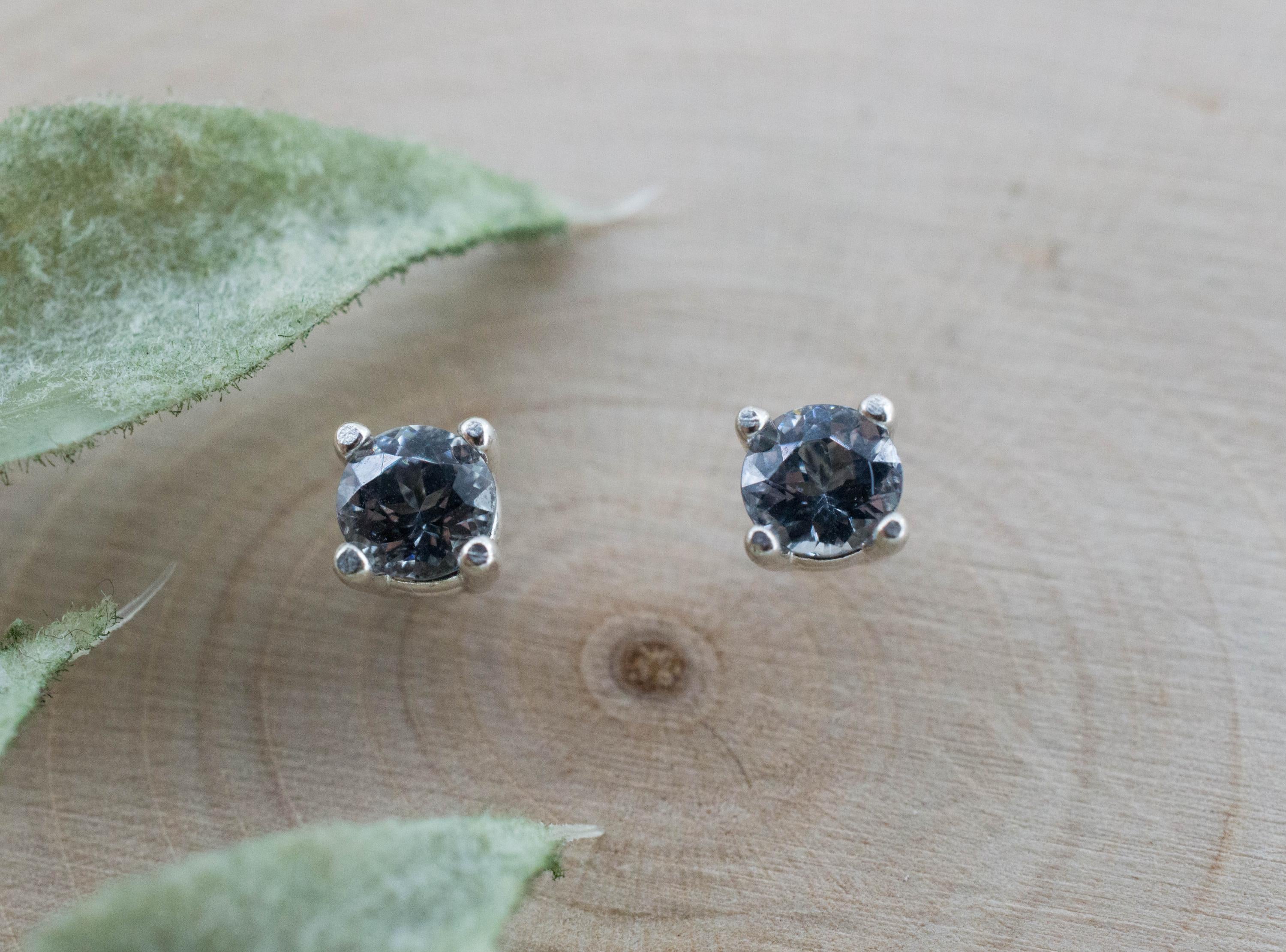 Gray Spinel Earrings; Natural Untreated Mozambique Spinel; 0.600cts