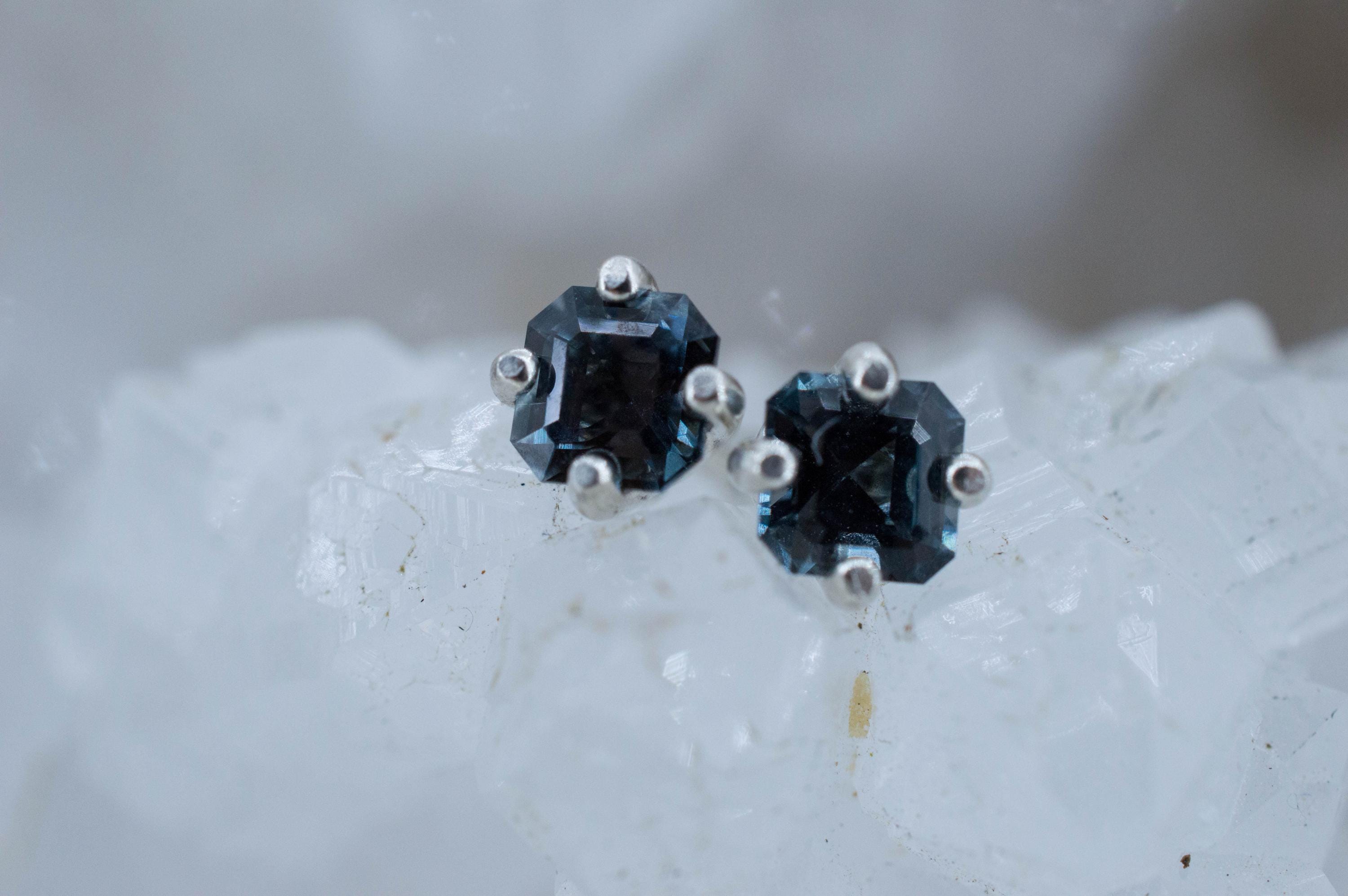 Gray Spinel Earrings; Natural Untreated Mozambique Spinel; 0.730cts