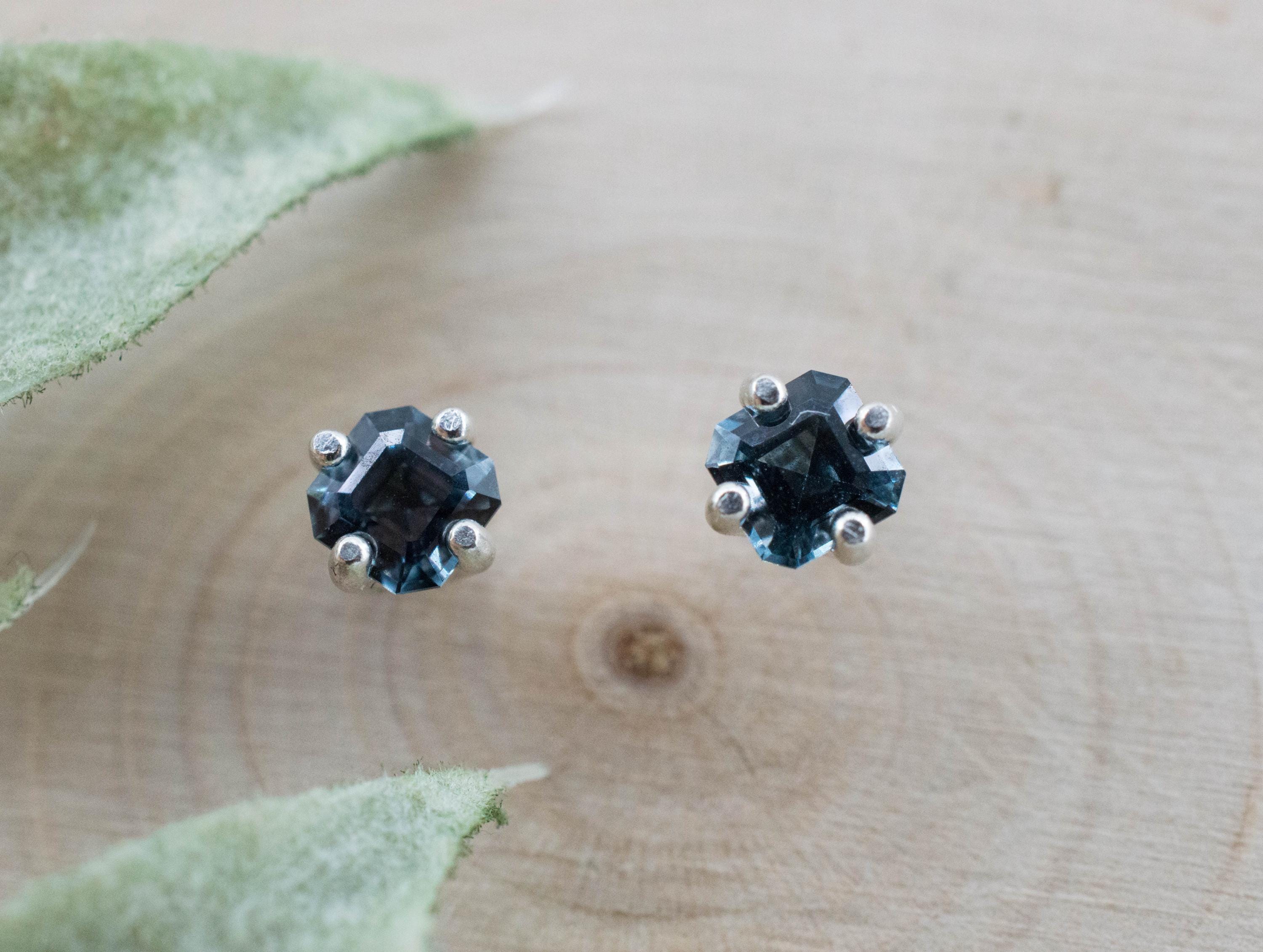 Gray Spinel Earrings; Natural Untreated Mozambique Spinel; 0.730cts