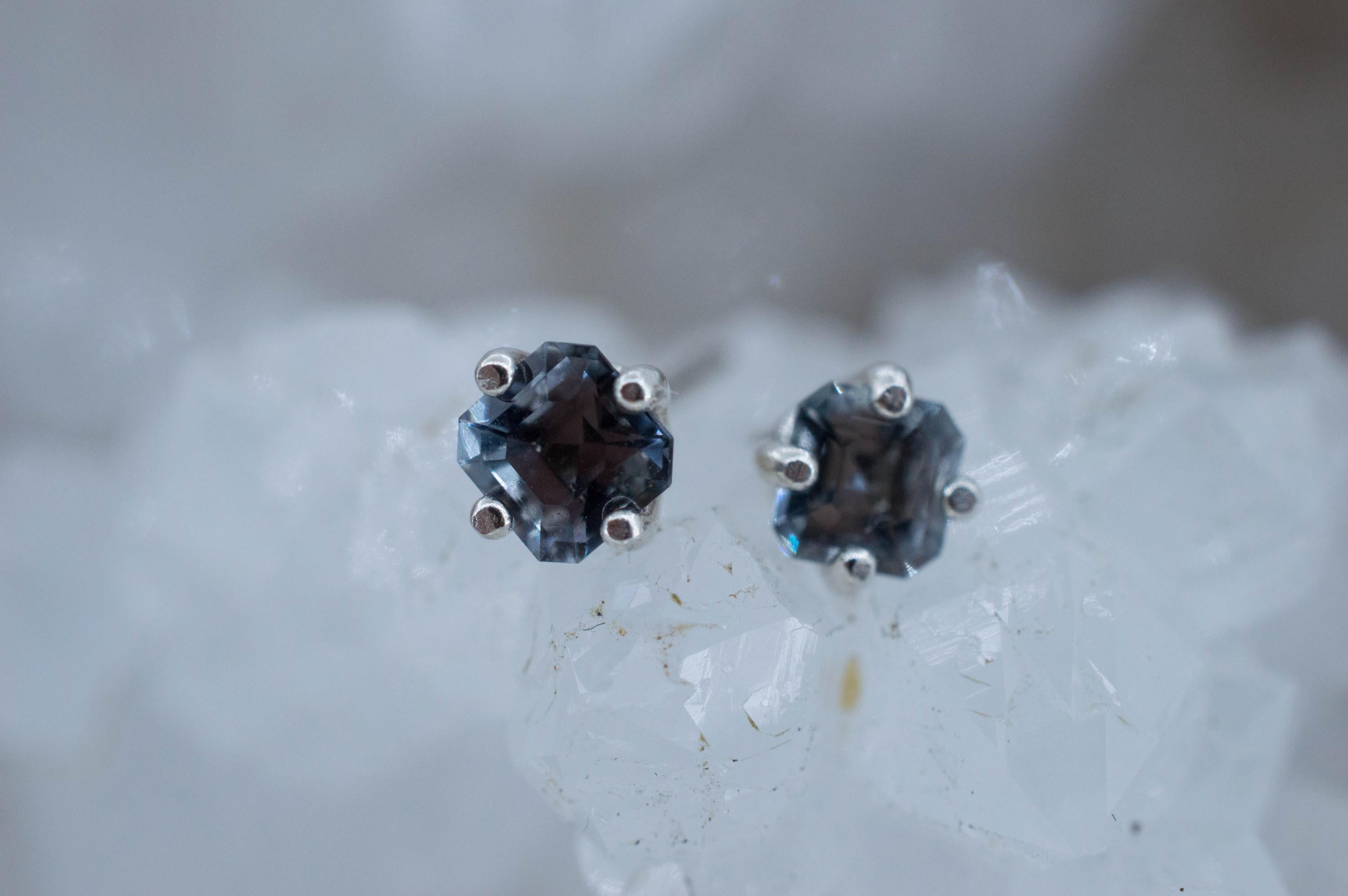 Gray Spinel Earrings; Natural Untreated Mozambique Spinel; 0.745cts