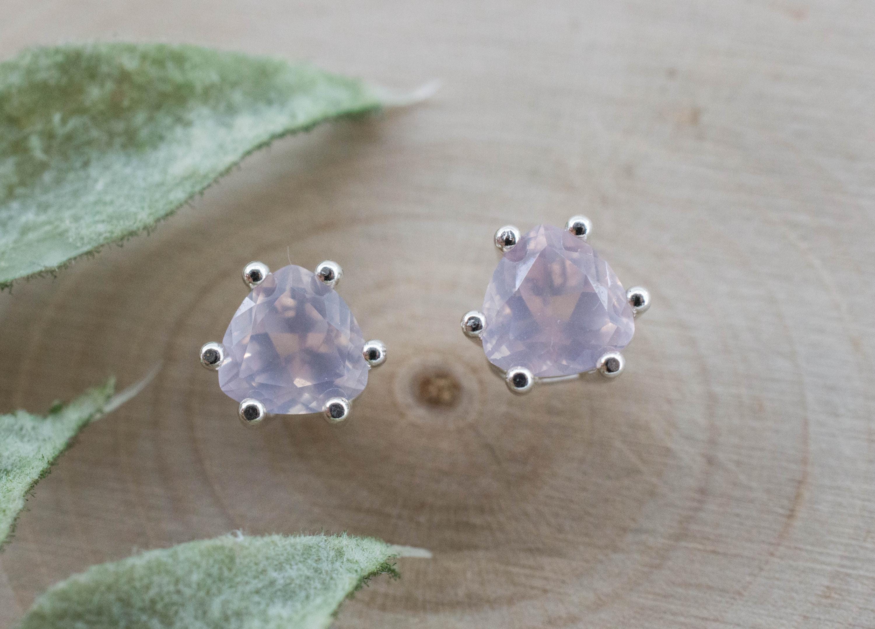 Rose Quartz Earrings; Natural Untreated Brazil Rose Quartz; 1.385cts - Mark Oliver Gems