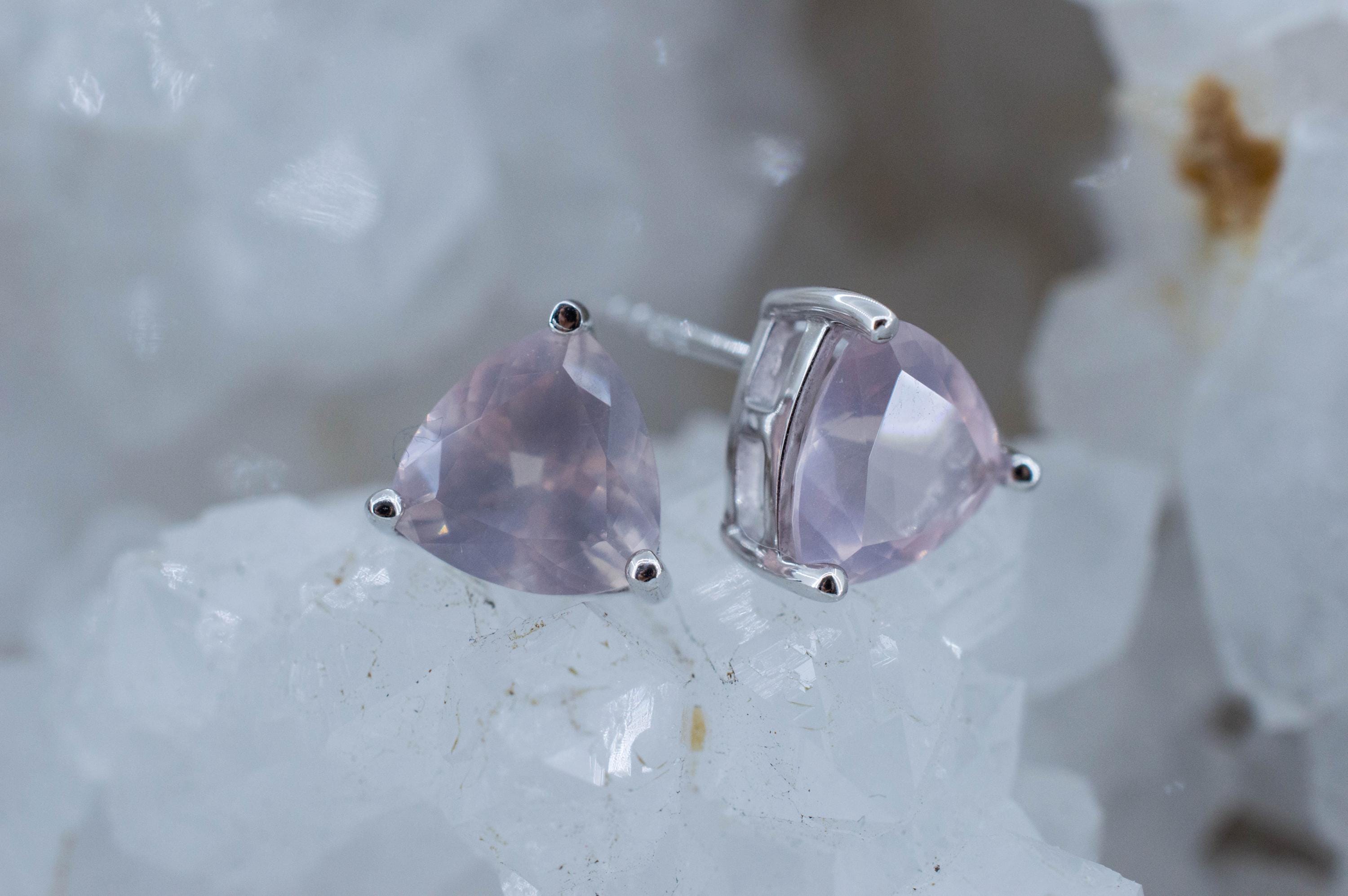 Rose Quartz Earrings; Natural Untreated Brazil Rose Quartz; 2.900cts - Mark Oliver Gems