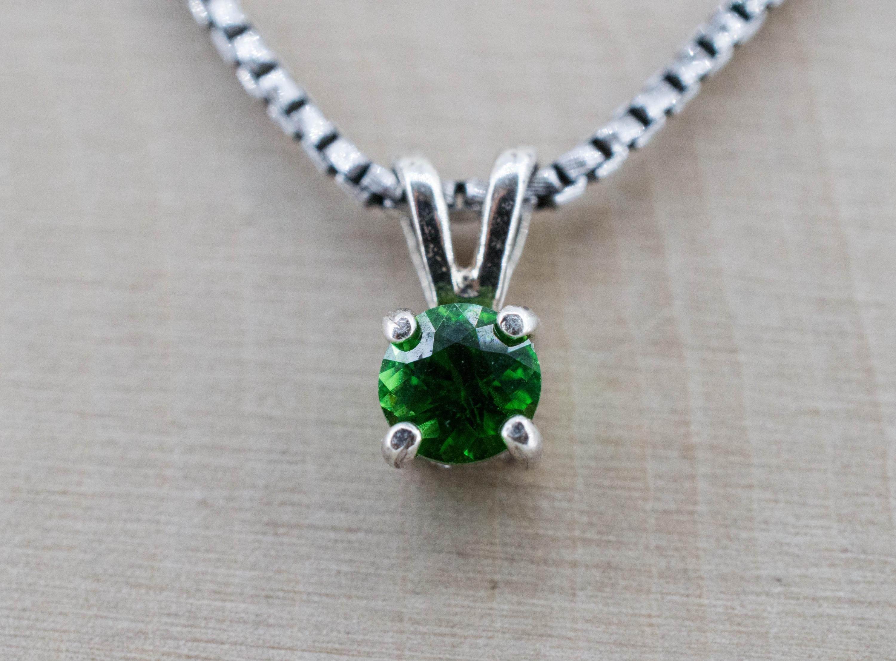 Tsavorite Garnet Pendant; Natural Untreated Kenya Green Garnet; 0.420cts - Mark Oliver Gems