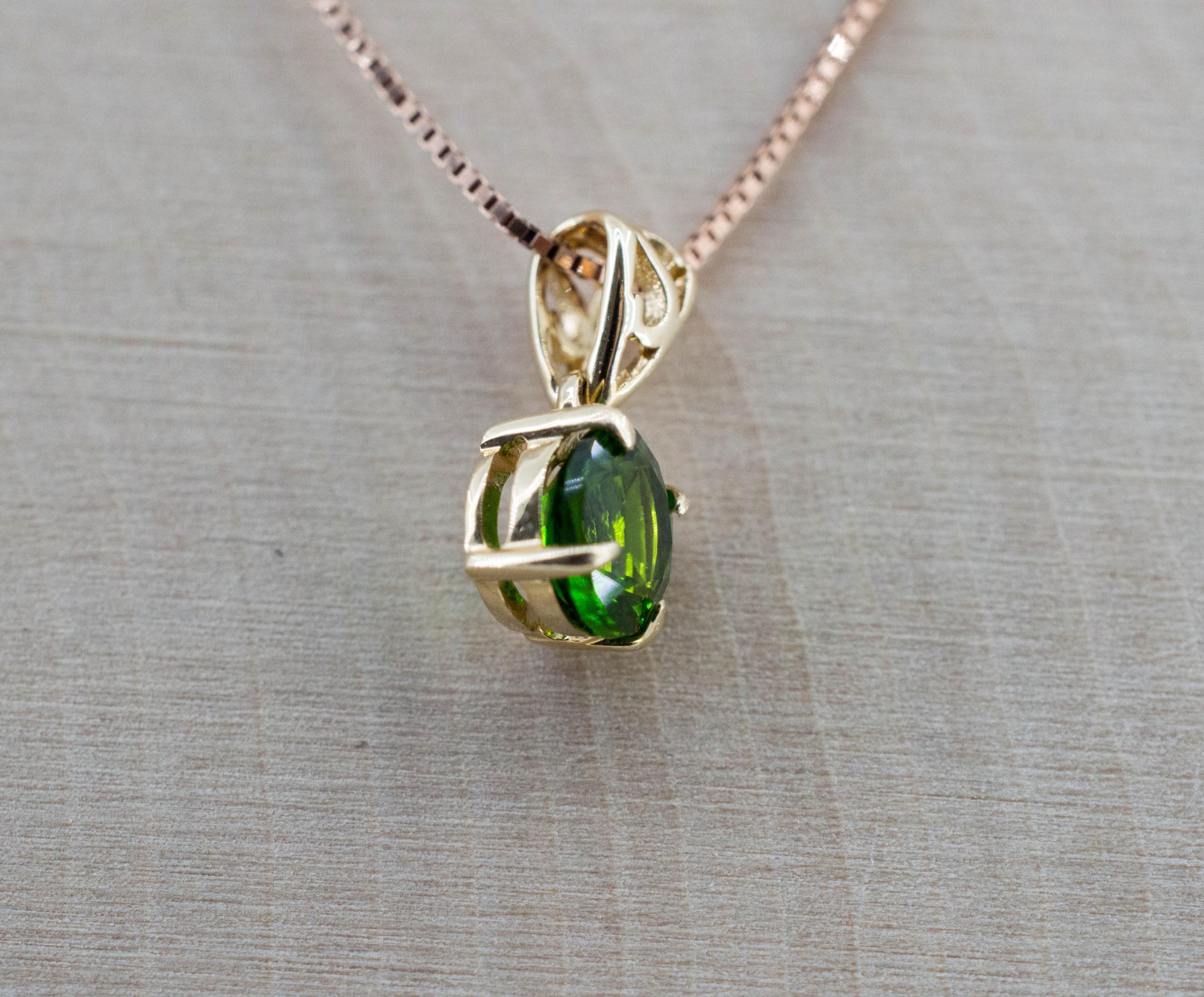 Tsavorite Garnet Pendant; Natural Untreated Kenya Green Garnet; 0.560cts - Mark Oliver Gems
