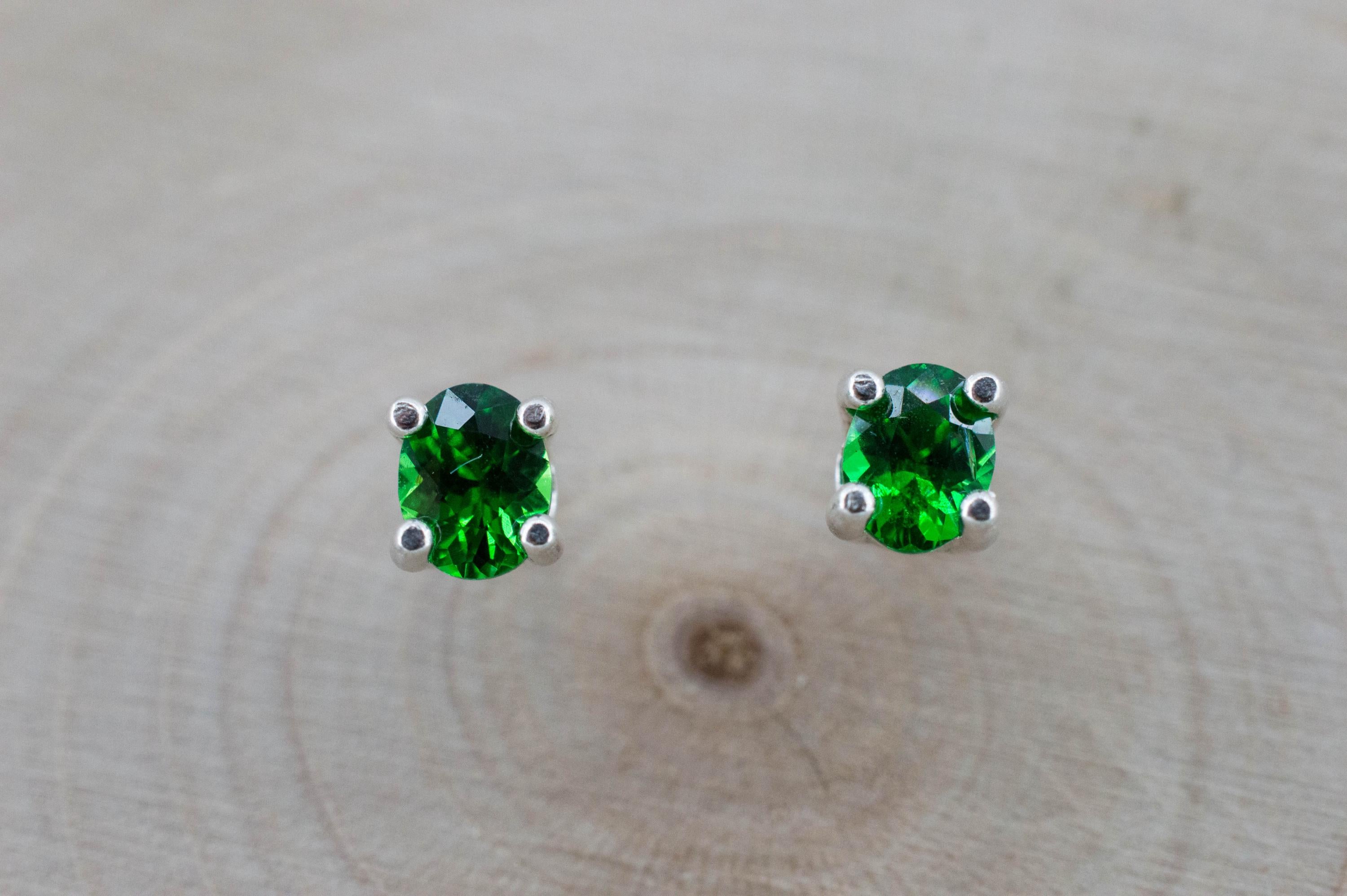 Tsavorite Garnet Earrings; Natural Untreated Kenya Green Garnet; 0.520cts - Mark Oliver Gems