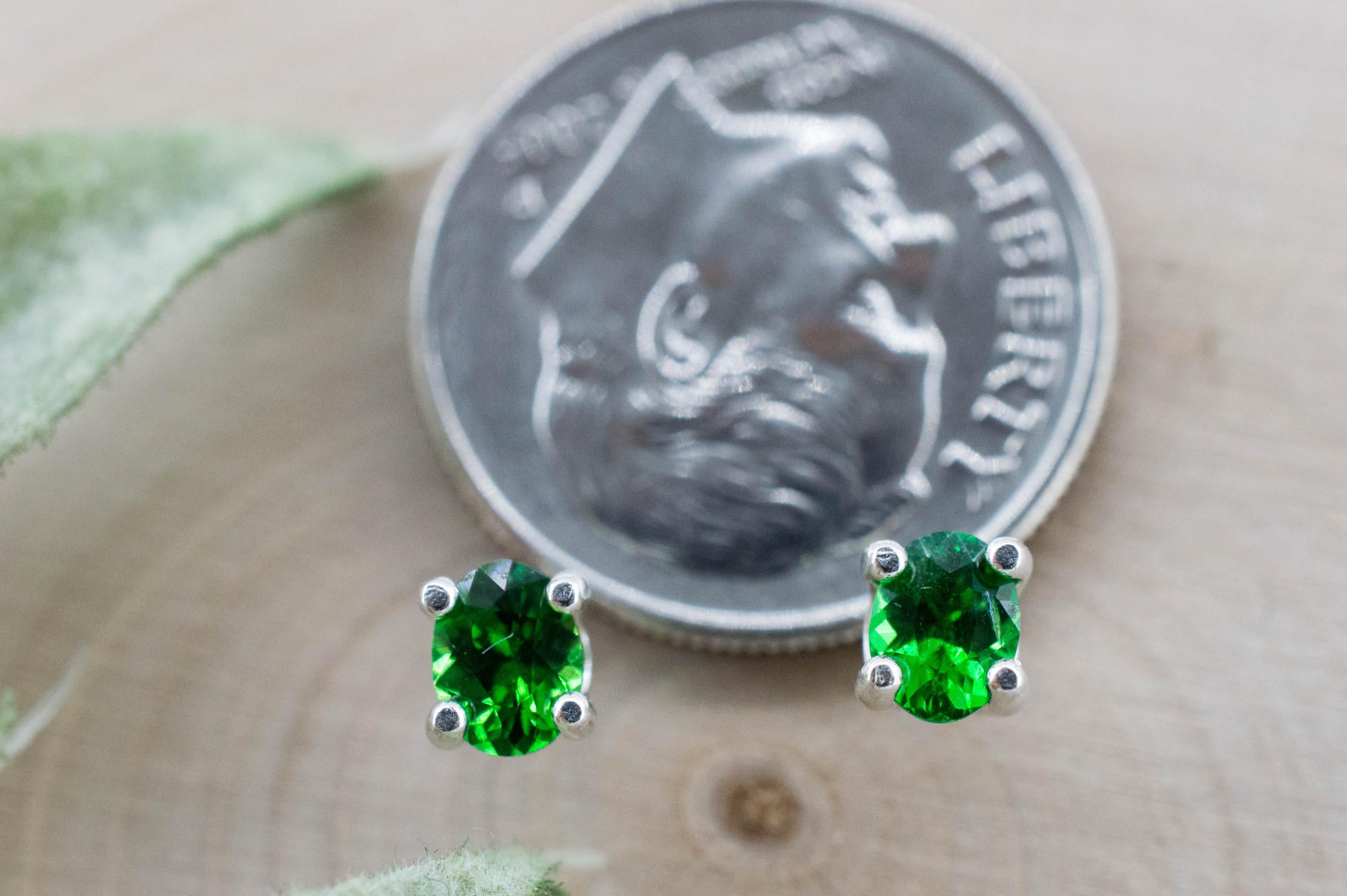 Tsavorite Garnet Earrings; Natural Untreated Kenya Green Garnet; 0.520cts - Mark Oliver Gems