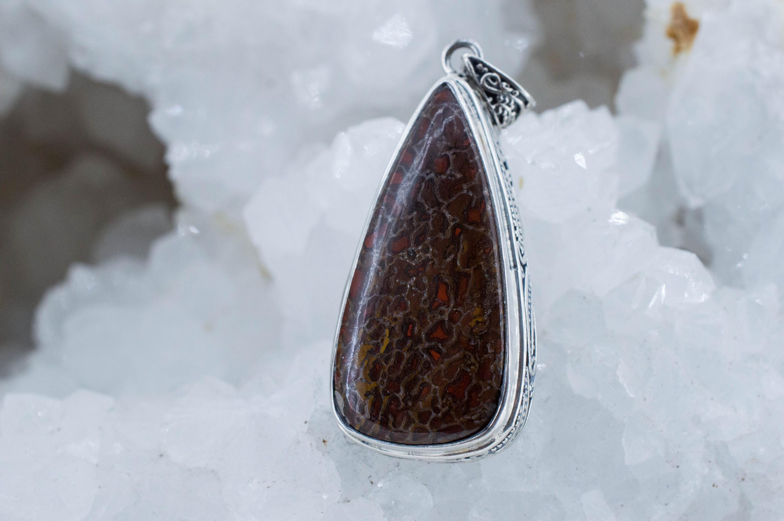 Dinosaur Bone Pendant; Natural Untreated Utah Dino Bone; 35x19mm